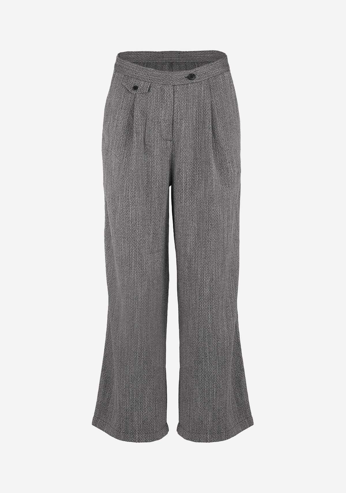 High-Waisted Wide-Leg Pleated Trousers Black Noir