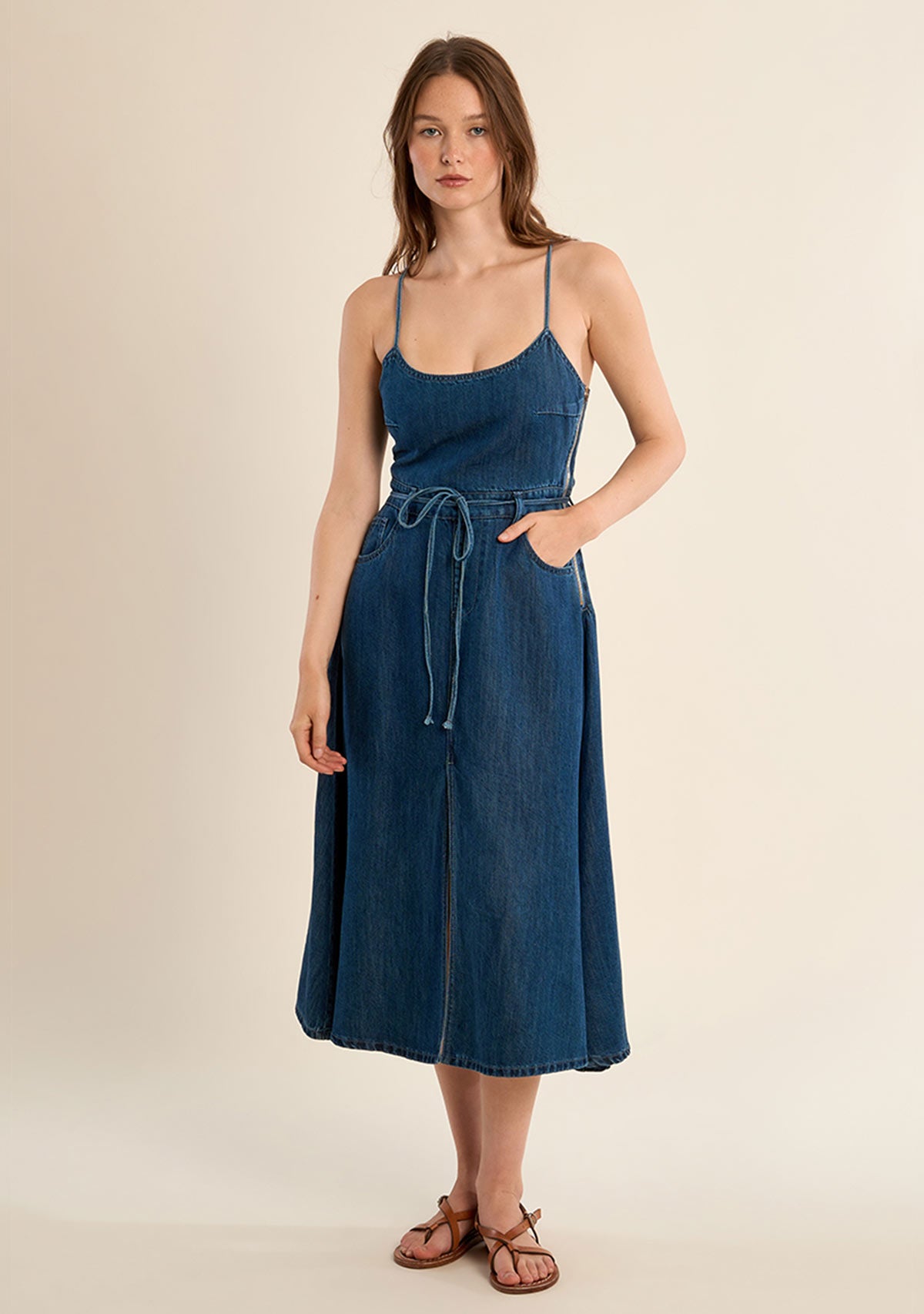 Denim Midi Dress Denim Blue
