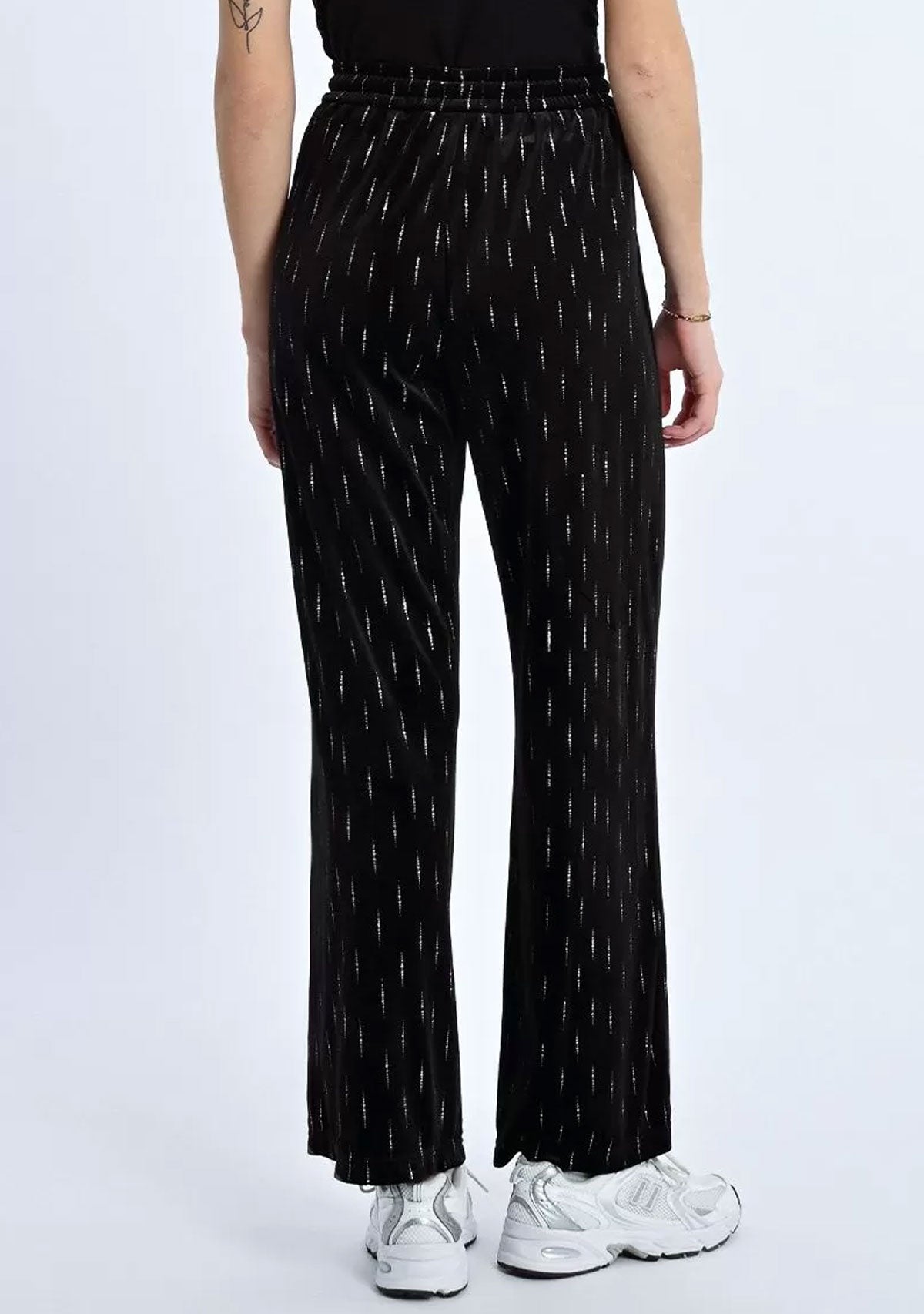 Embroidered Velvet Wide-Leg Pants Black Noir