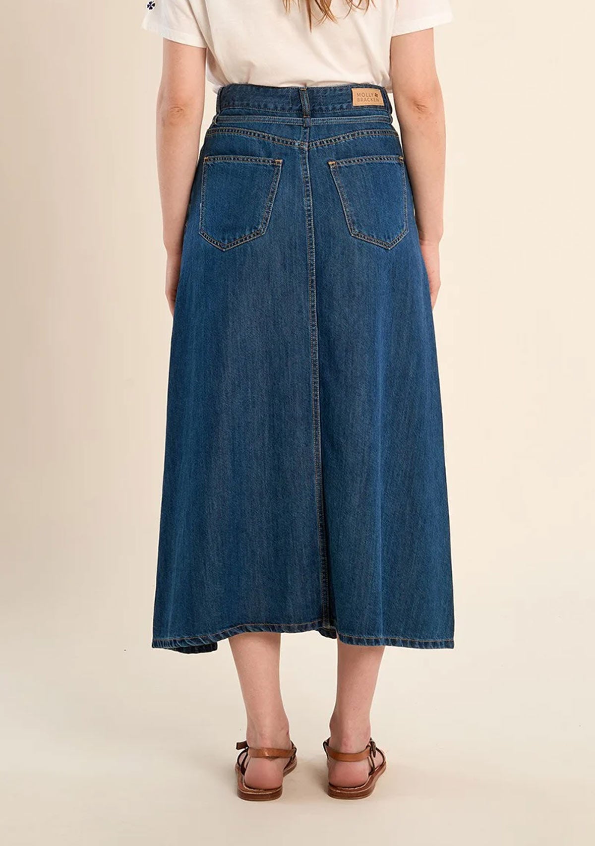 Denim Midi Skirt Denim Blue