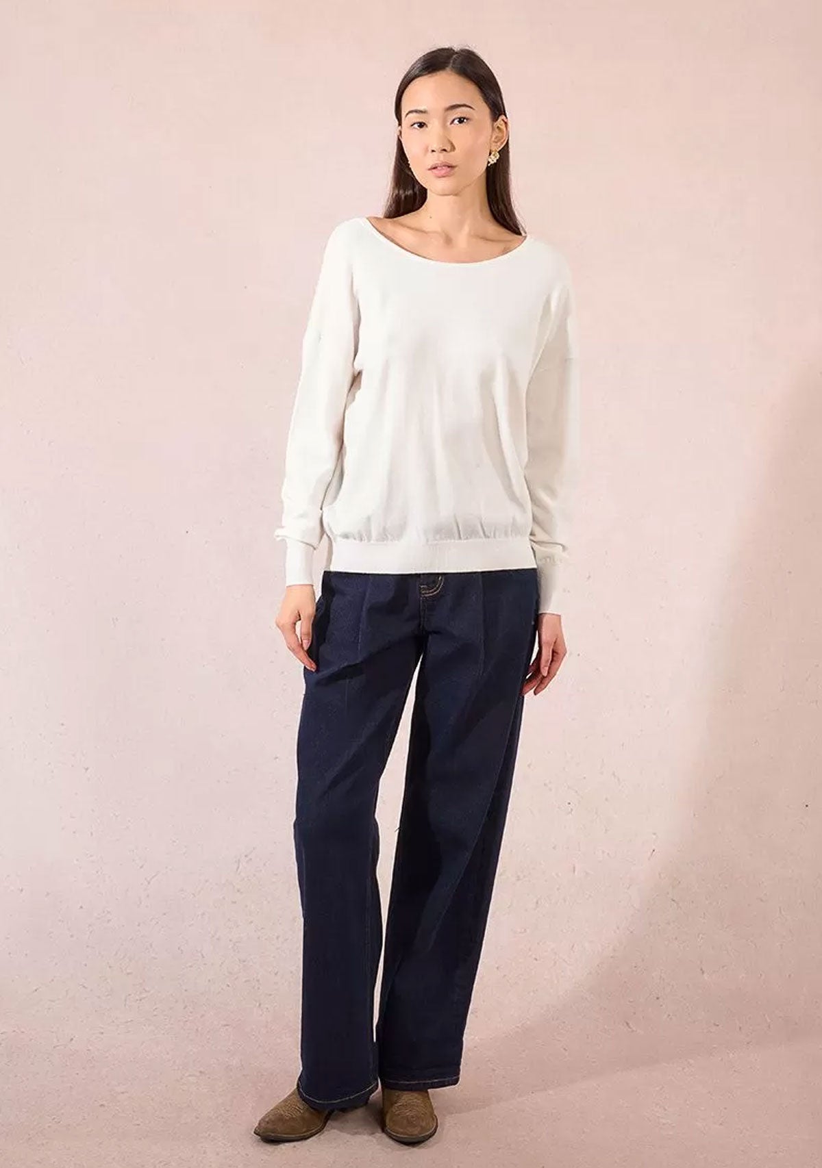 Relaxed Fit Crewneck Sweater Off White/Ecru