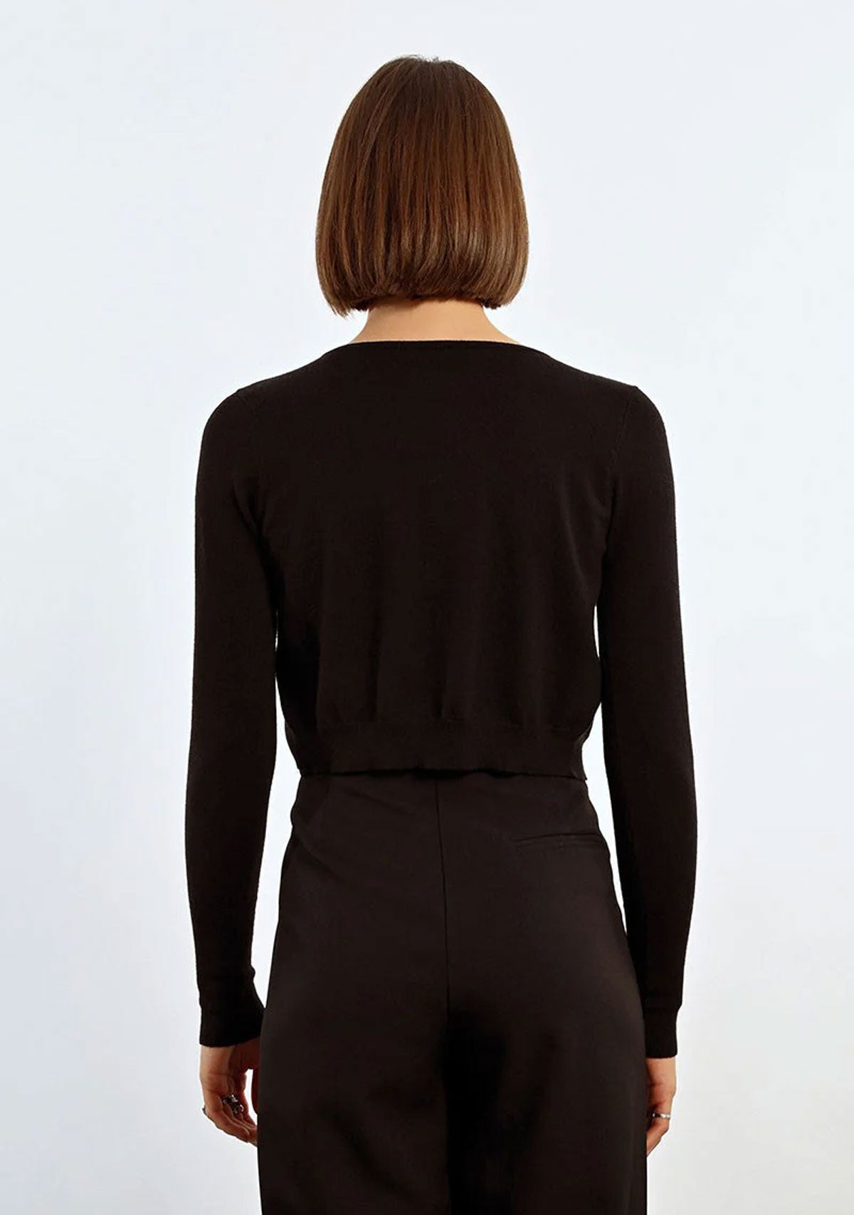 Contrast Panel Cropped Cardigan Black Noir