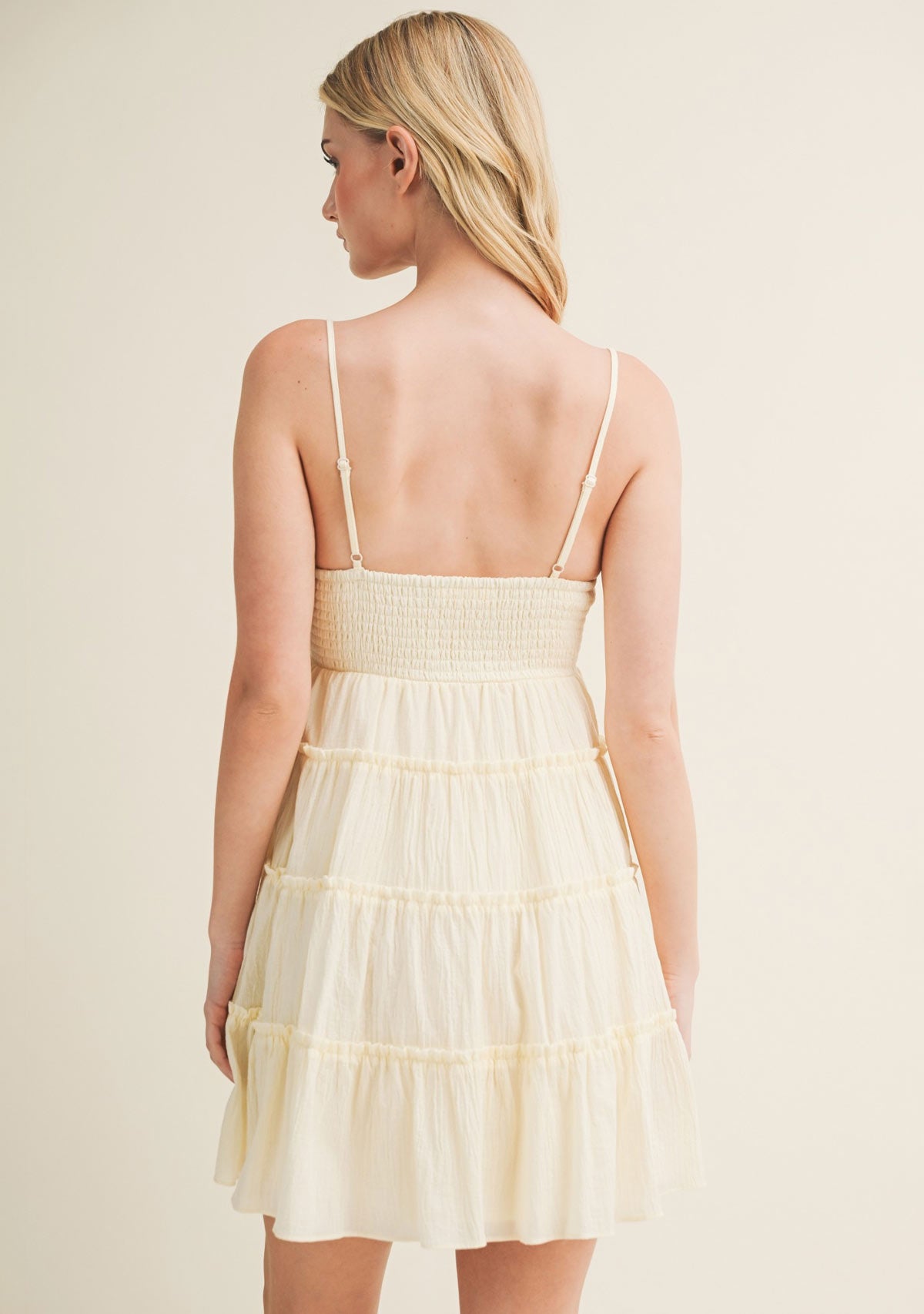 Tiered Cami Mini Dress Butter Mustard