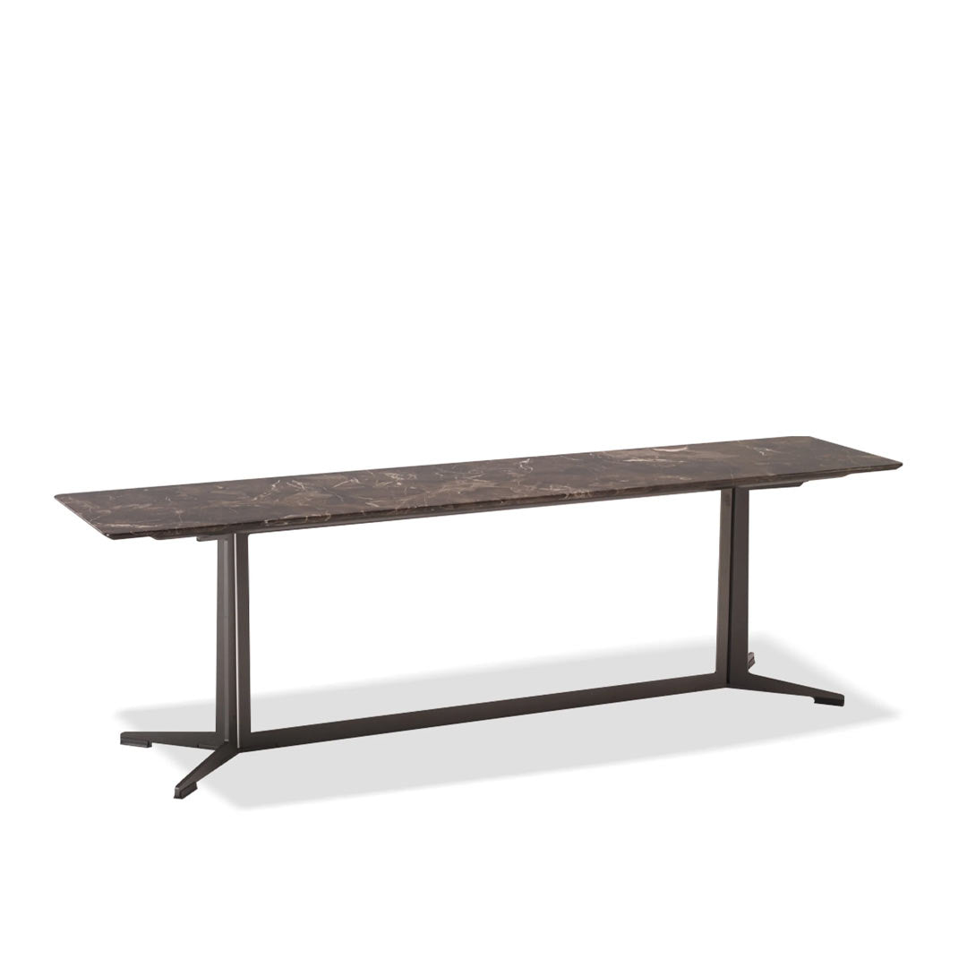 NAVAJO  Sofa Table Brown   Dark Emperador Marble  Laser Cut Steel Legs
