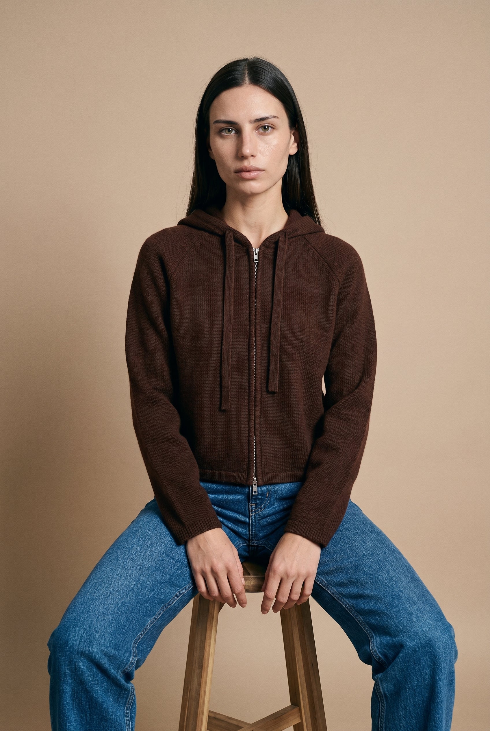 Haidelyn Waffle Zip Up Hoodie