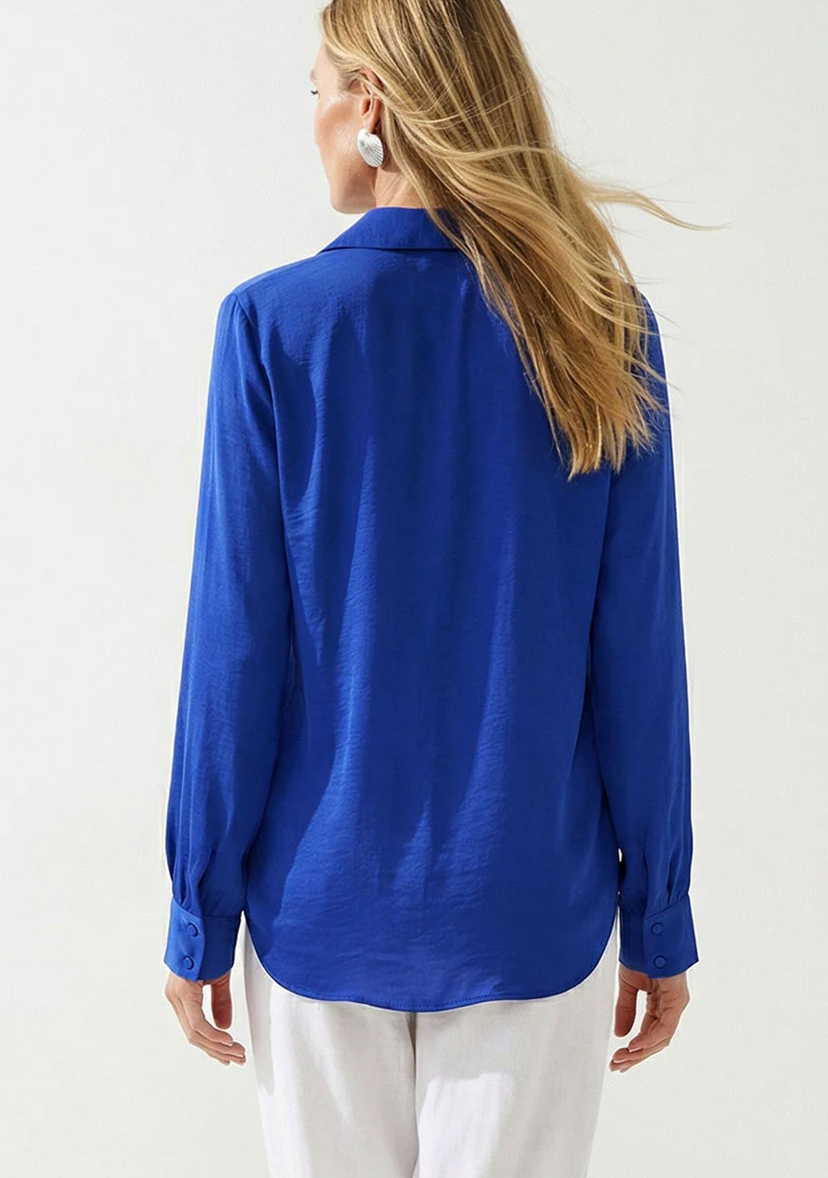 V Neck Blouse w/ Open Sleeve Seam