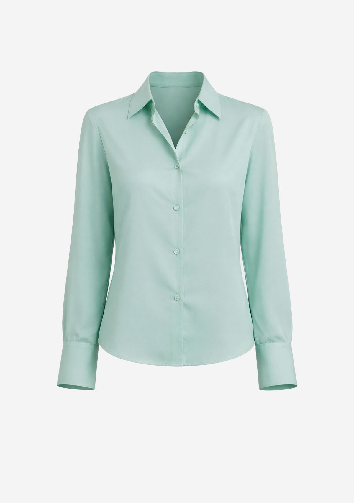 Wide Cuff Long Sleeve Button Up Blouse Fair Aqua