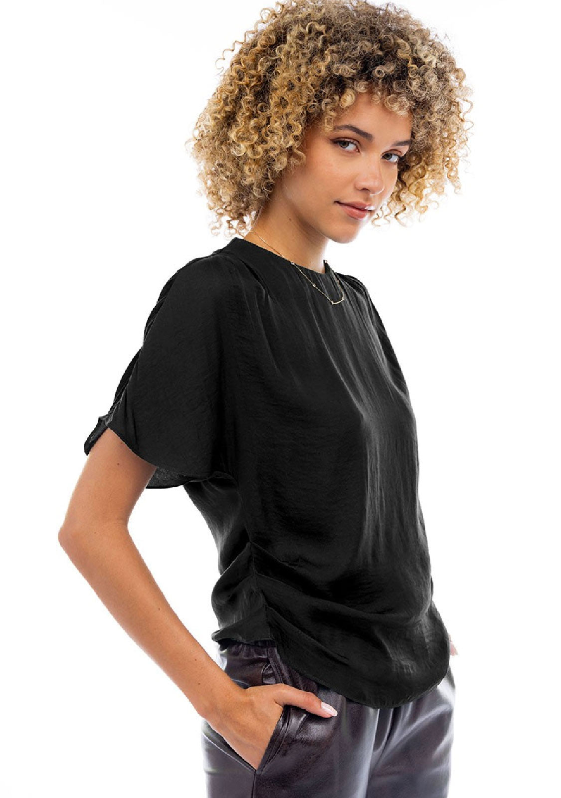 Drop Shoulder Blouse with Invisible Zipper