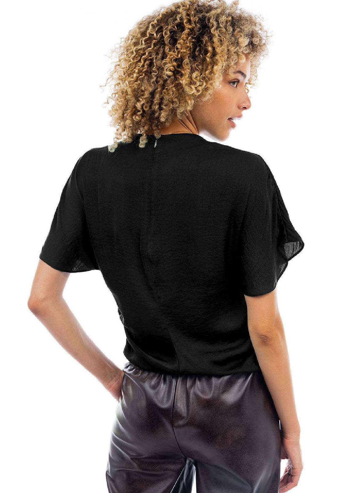 Drop Shoulder Blouse with Invisible Zipper