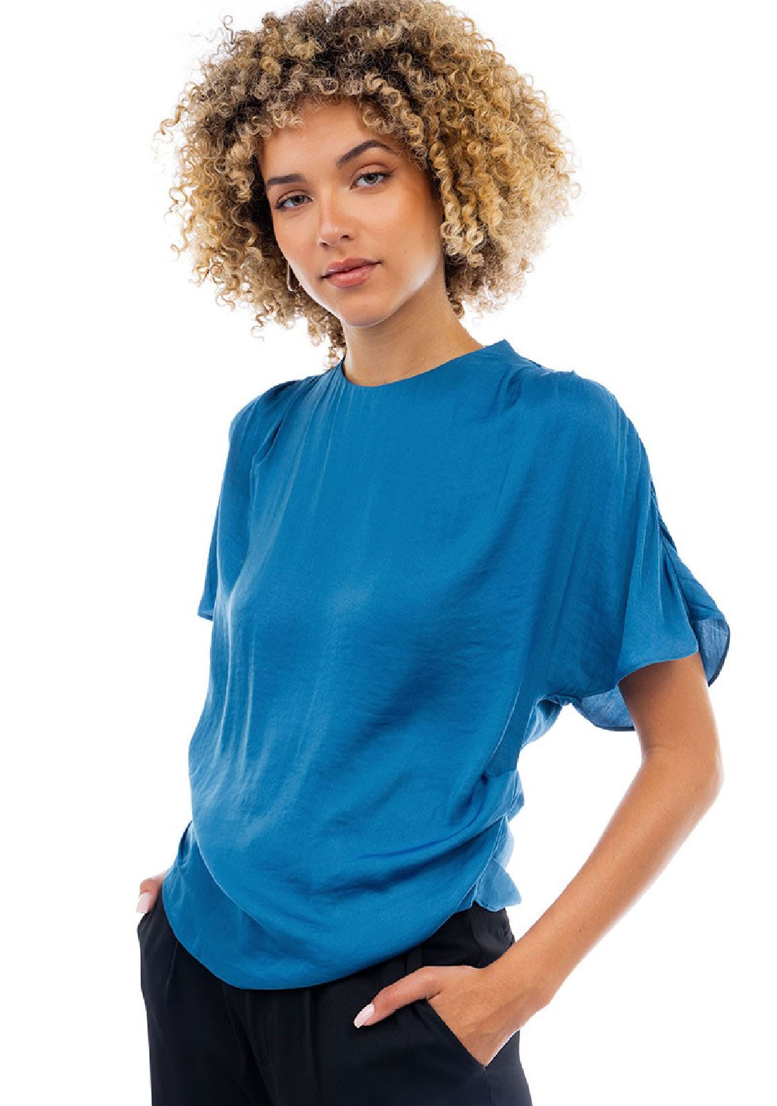 Drop Shoulder Blouse with Invisible Zipper