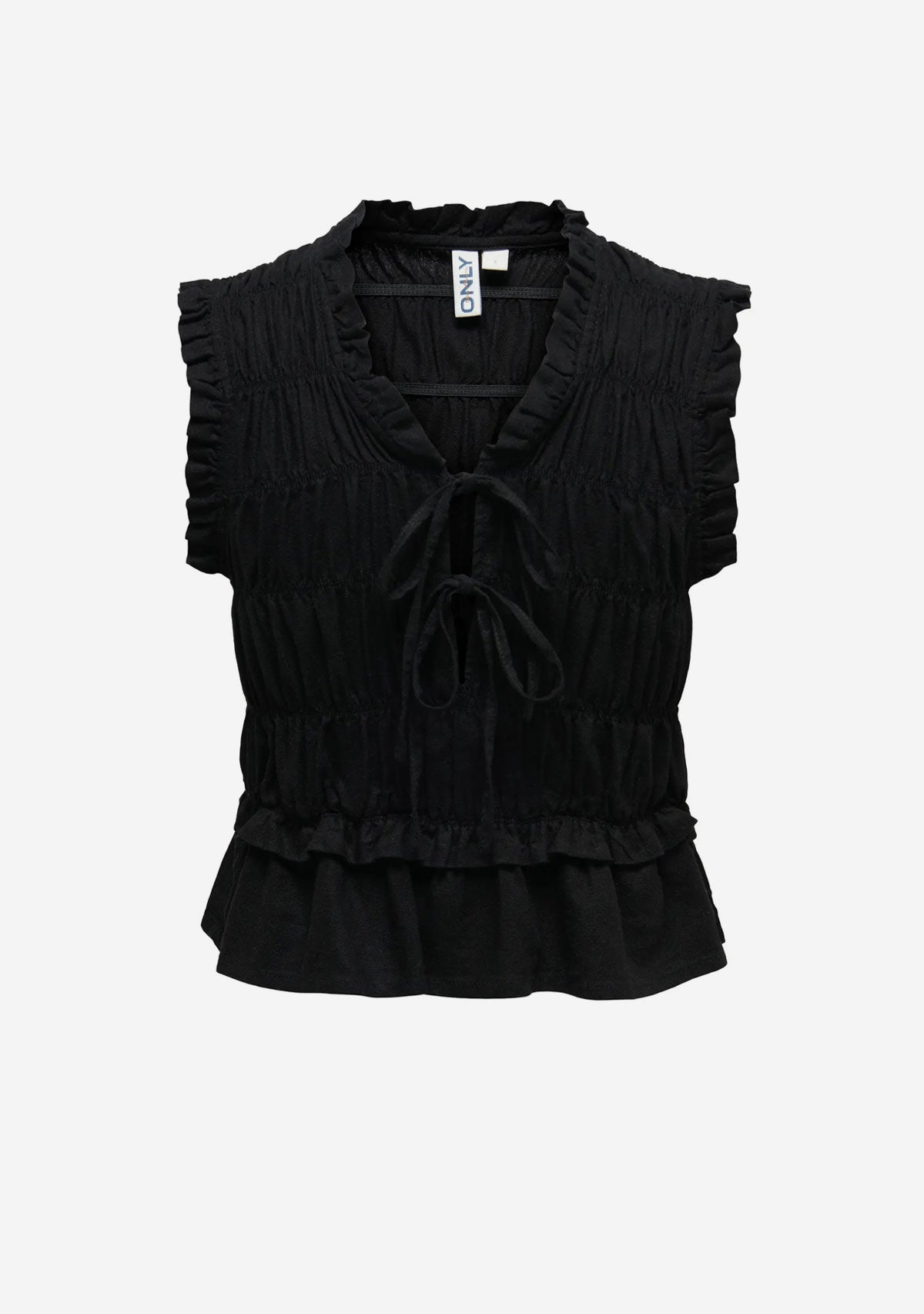 Onl goa Linen  Frill Top Black
