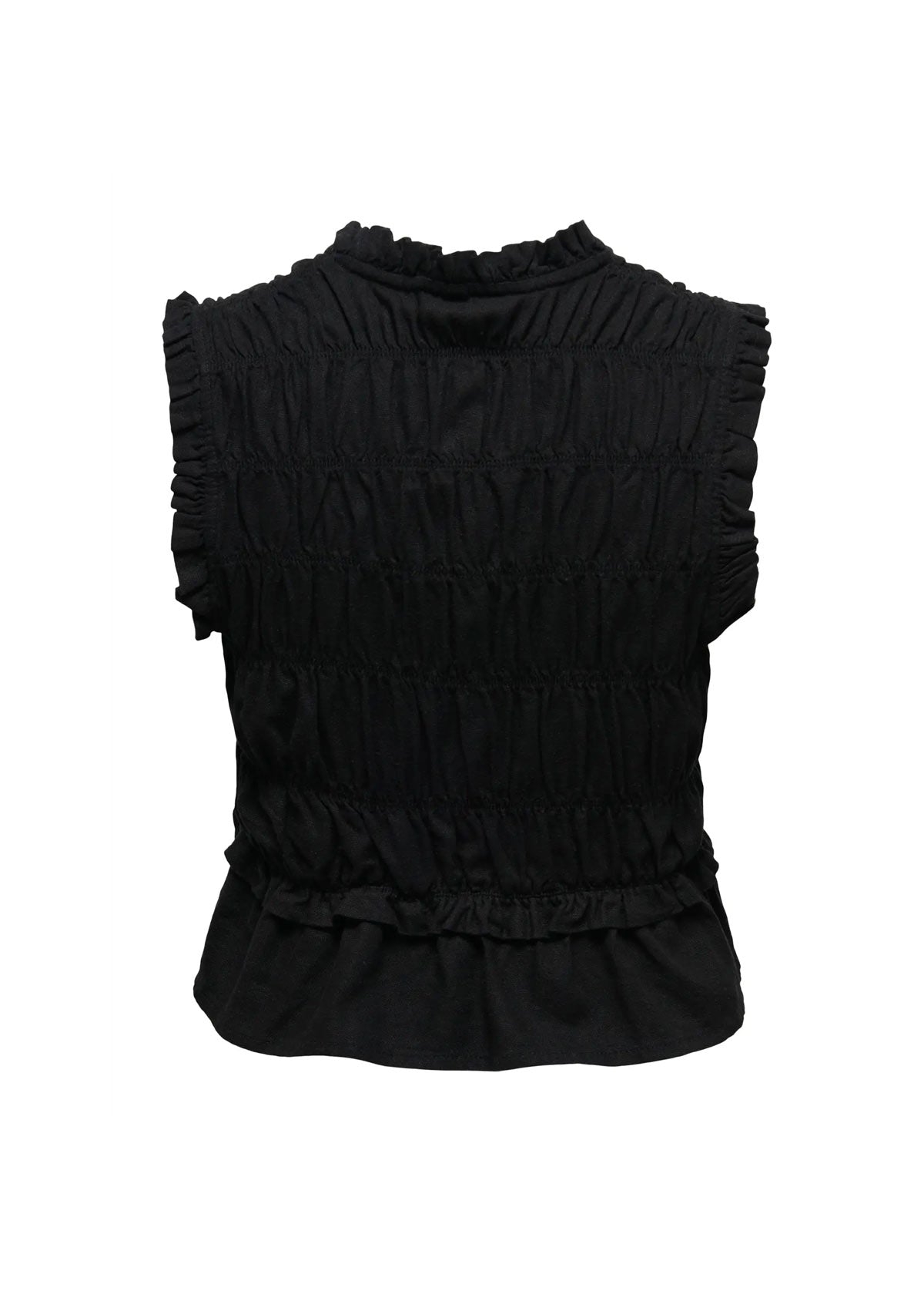 Onl goa Linen  Frill Top Black