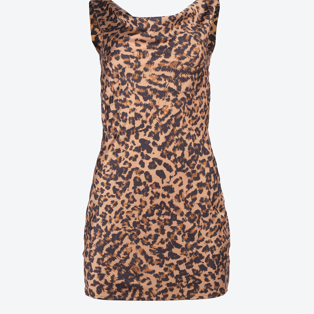 Leopard Print Cowl Neck Mini Dress The Latest Scoop