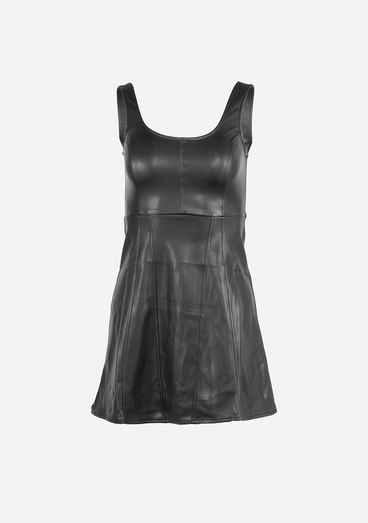 Sleeveless Faux Leather Mini Dress