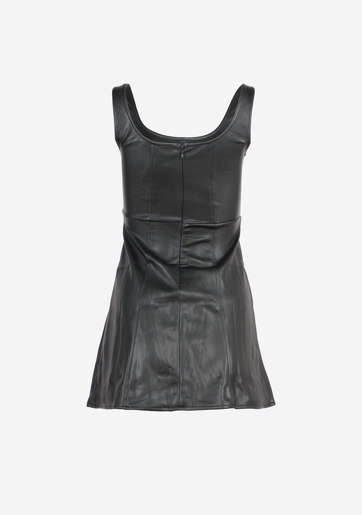 Sleeveless Faux Leather Mini Dress