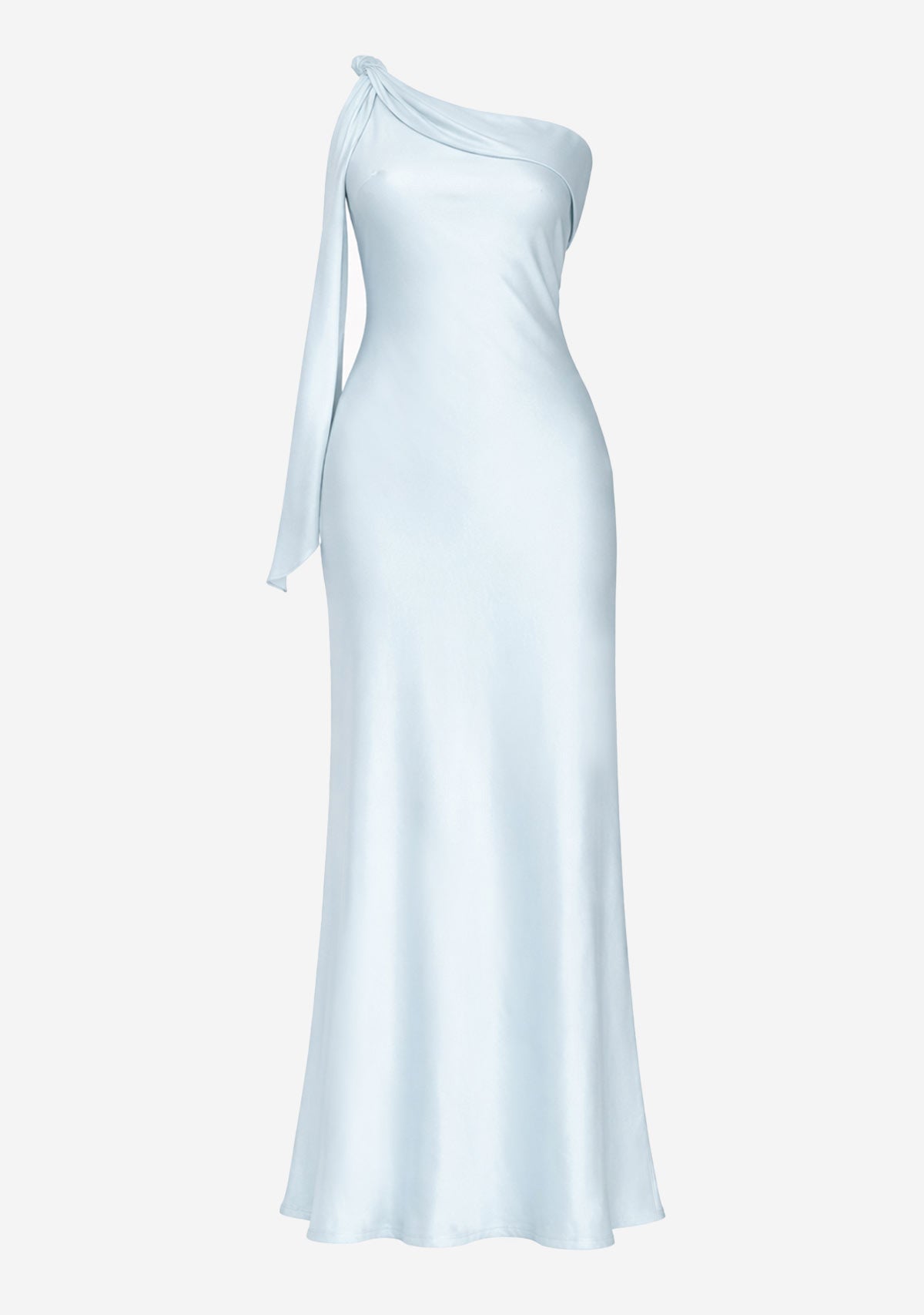 One Shoulder Satin Maxi Dress Ice