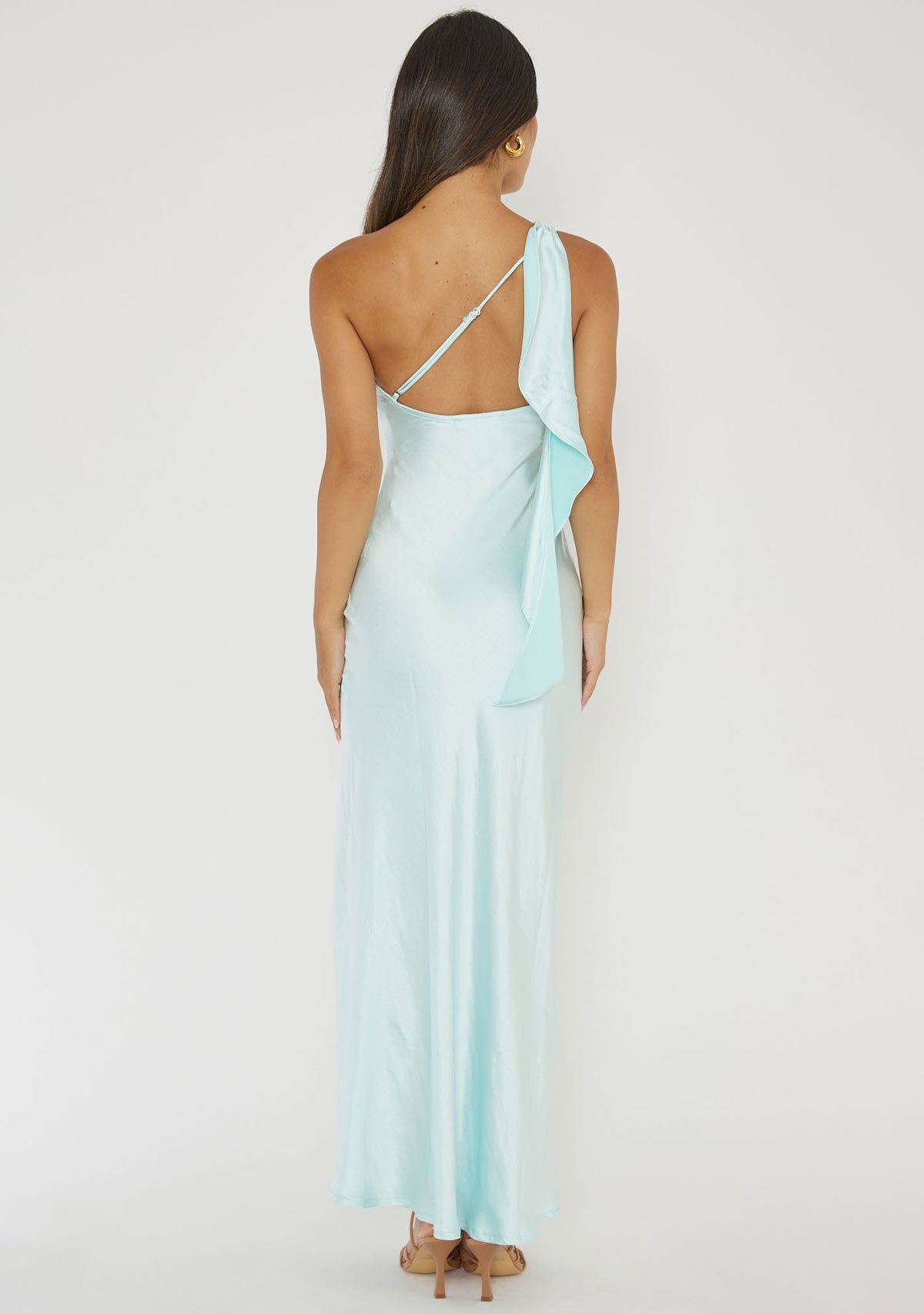 One Shoulder Satin Maxi Dress Ice