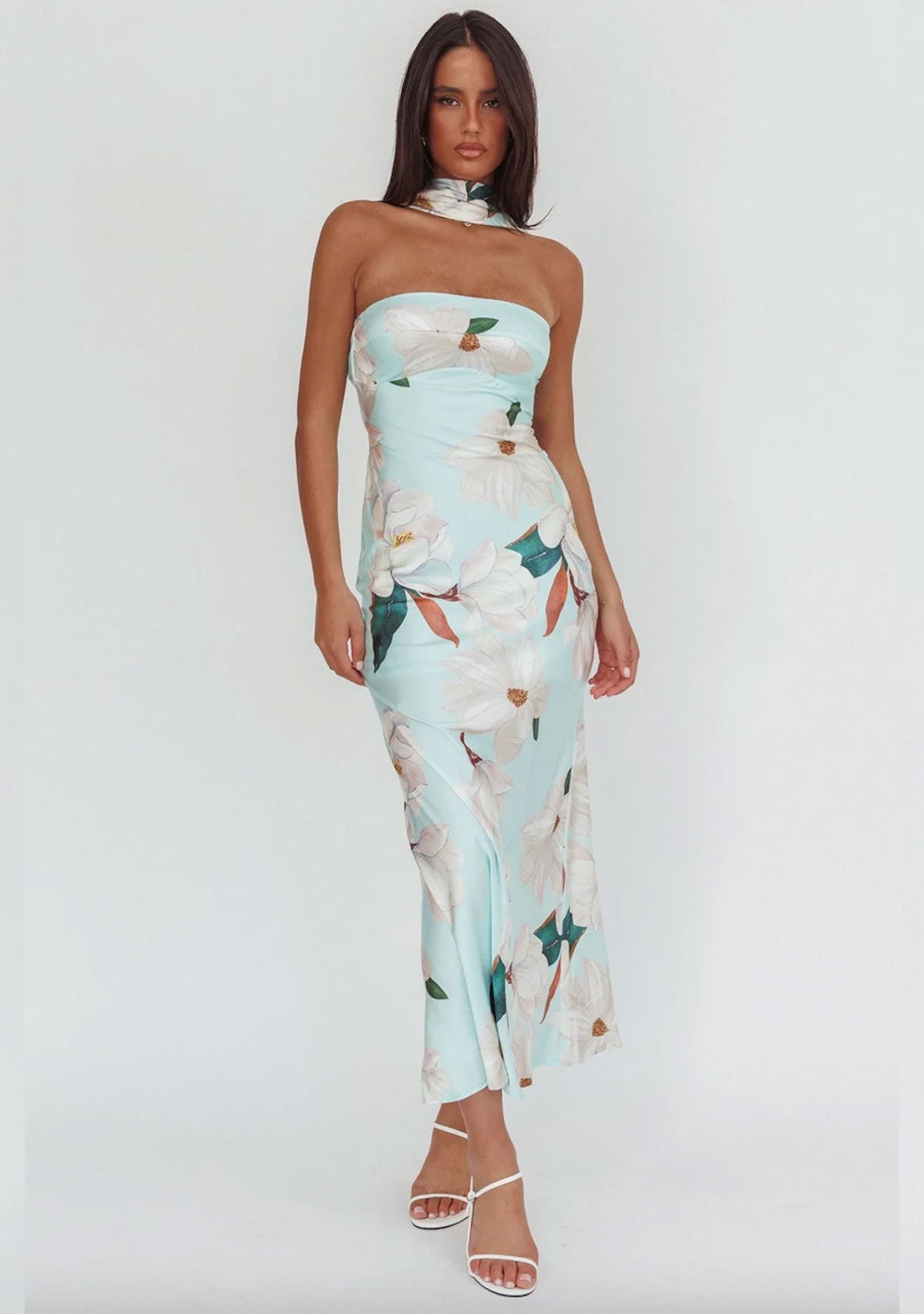 Halter Floral Maxi Dress Mint