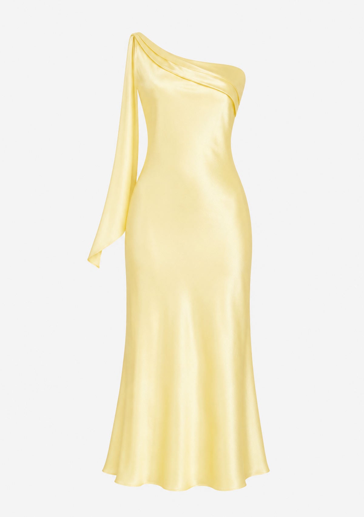 One Shoulder Satin Maxi Dress BUTTER