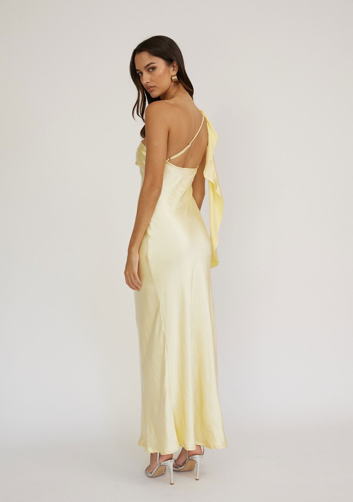 One Shoulder Satin Maxi Dress BUTTER