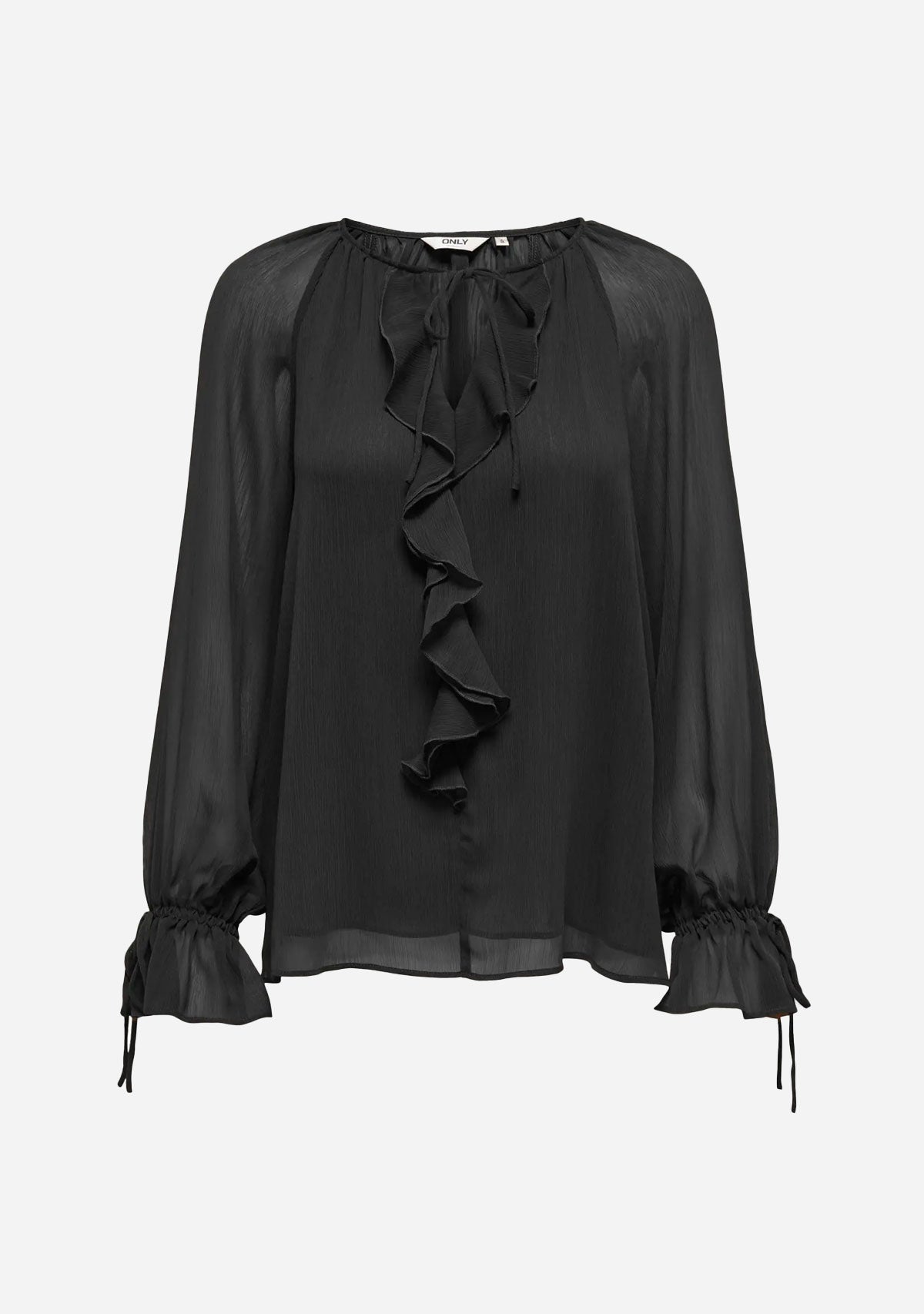 ONLanina Life Ls Frill Vneck Tie Topwvn Black