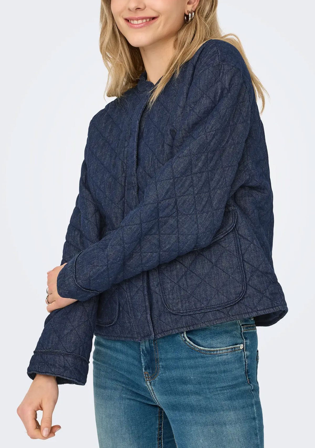 Onlhallie Quilted Dnm Jacket Akm Noos Dark Blue Denim