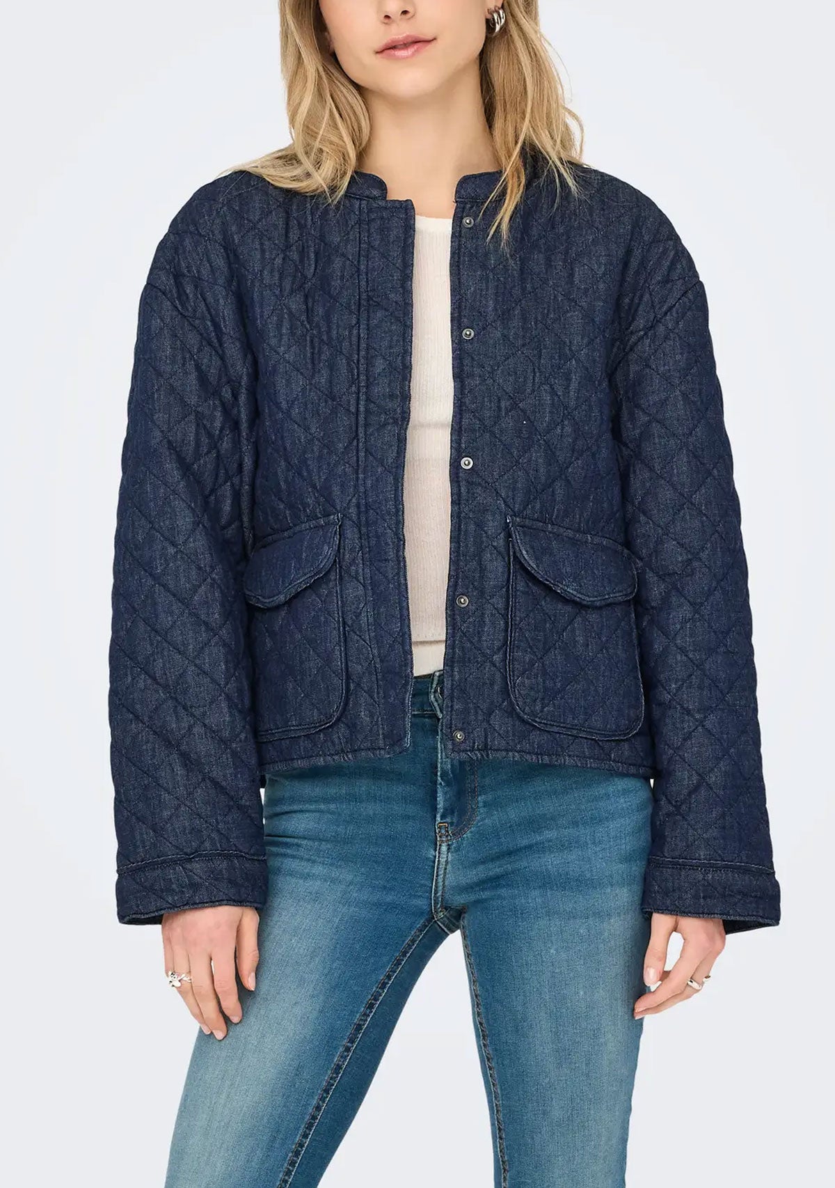 Onlhallie Quilted Dnm Jacket Akm Noos Dark Blue Denim