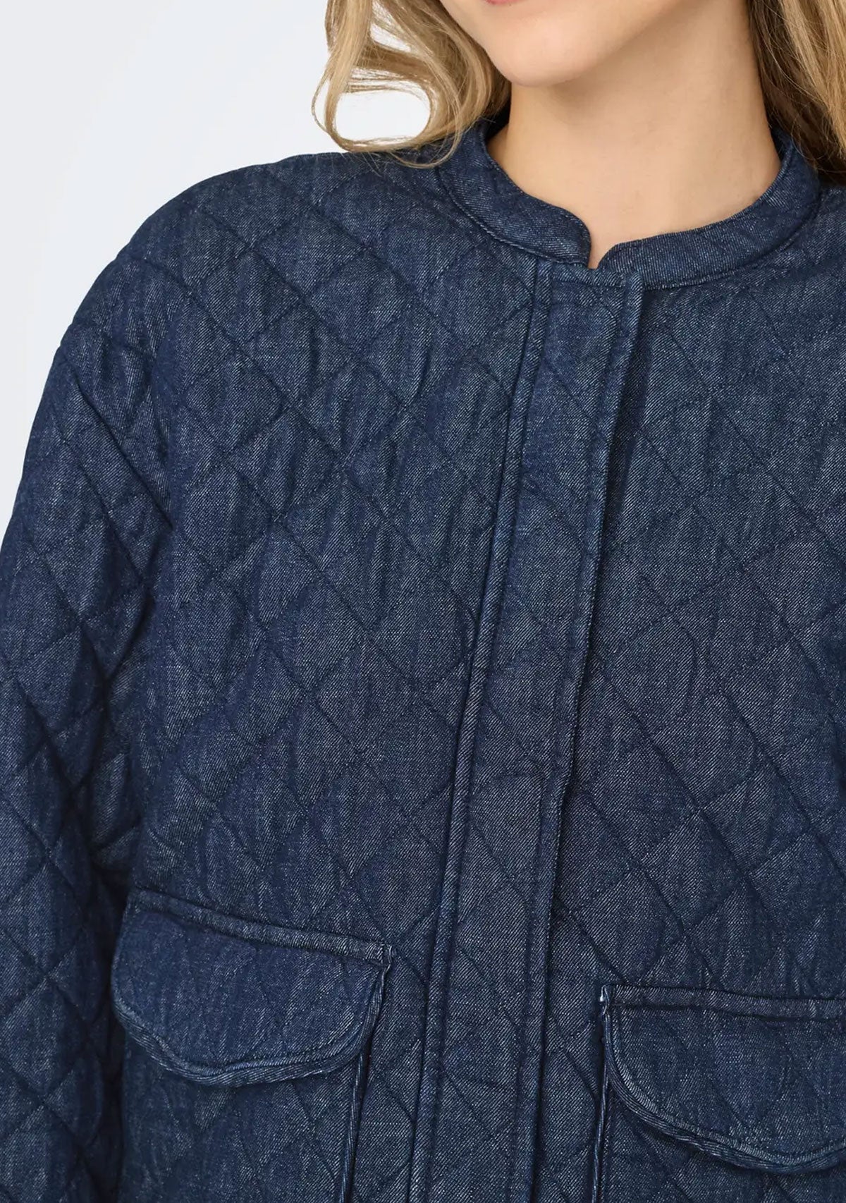 Onlhallie Quilted Dnm Jacket Akm Noos Dark Blue Denim