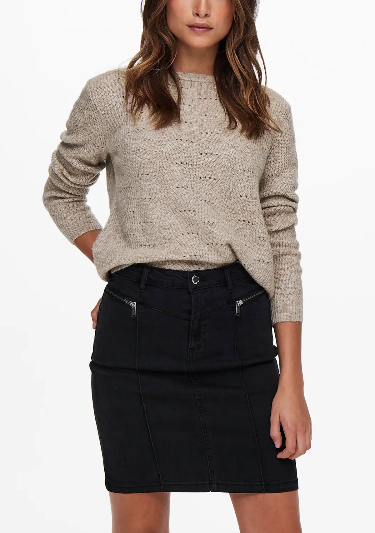 Onllolli L/S Pullover Knt Noos Taupe Grey