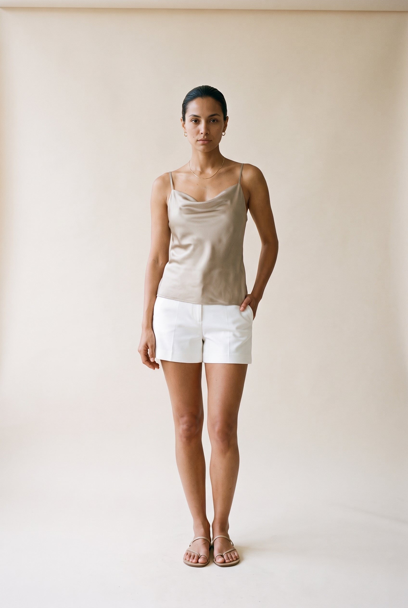 Mari Satin Tank Laurel Oak 