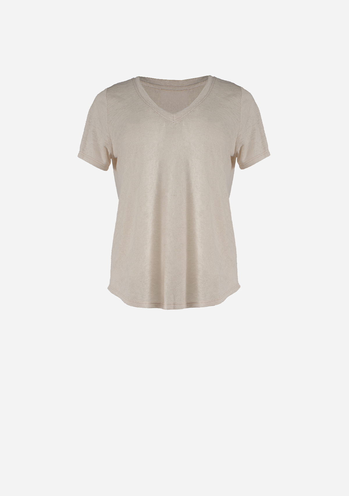 Hacci Slub V-Neck Band Tee Natural