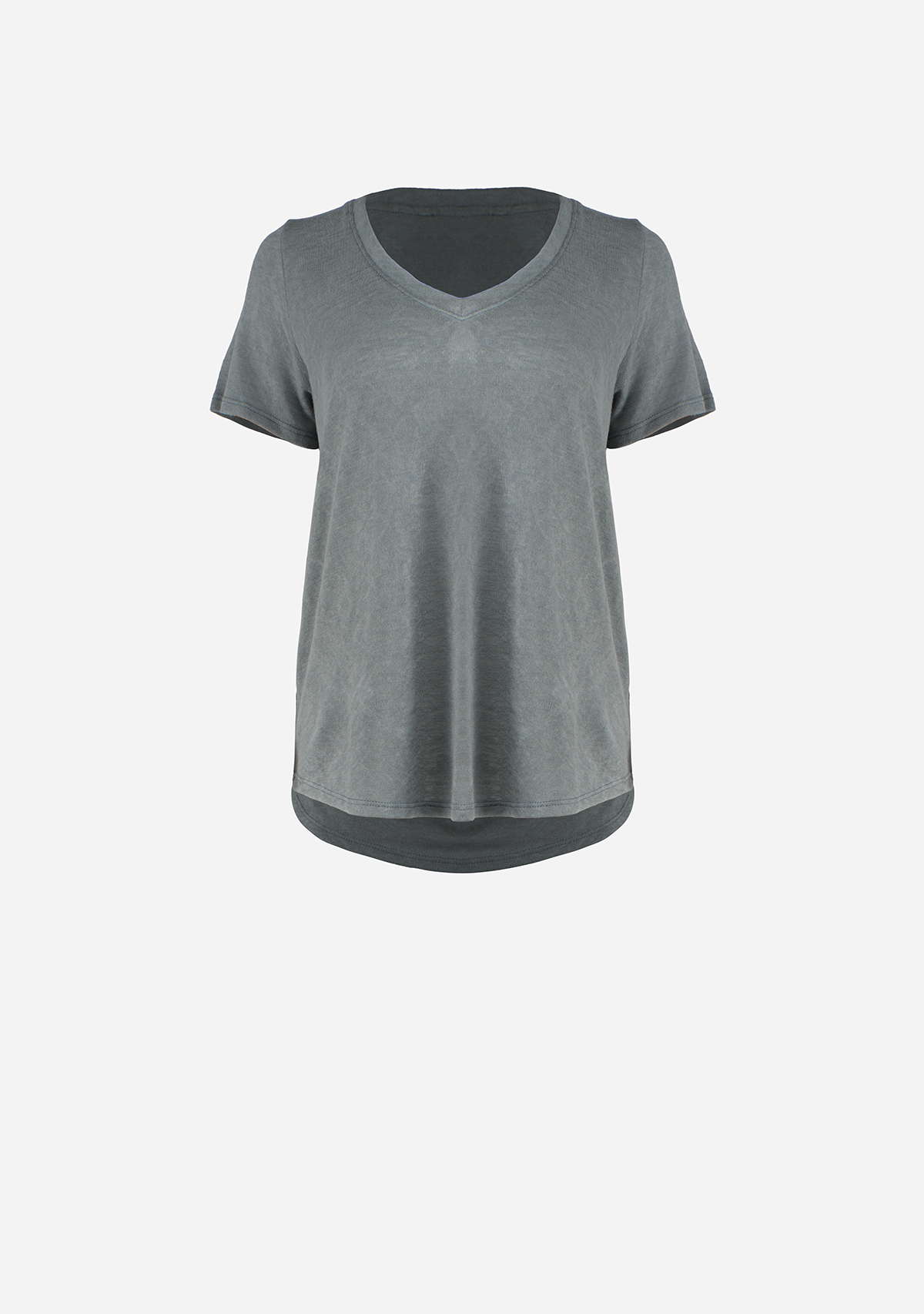 Hacci Slub V-Neck Band Tee Seagrass