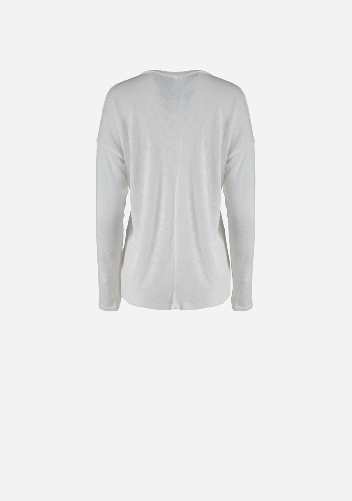 Hacci Slub V-Neck Drop Shoulder L/S Top Ivory