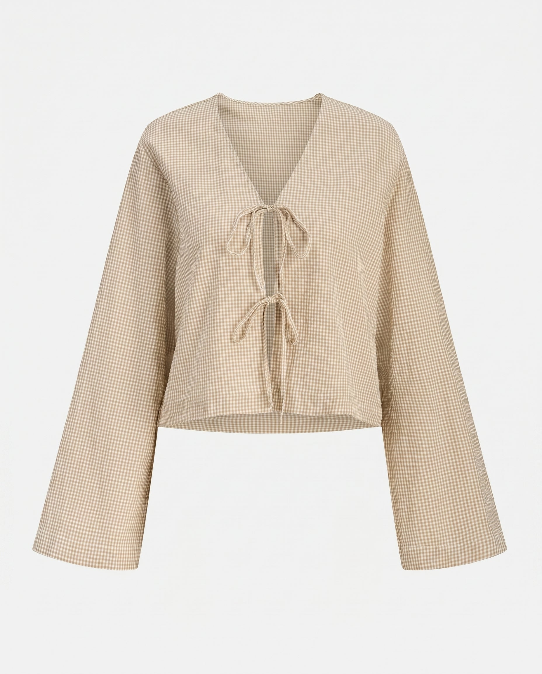 Jx zoe Seersucker  Tie Shirt Cornstalk White
