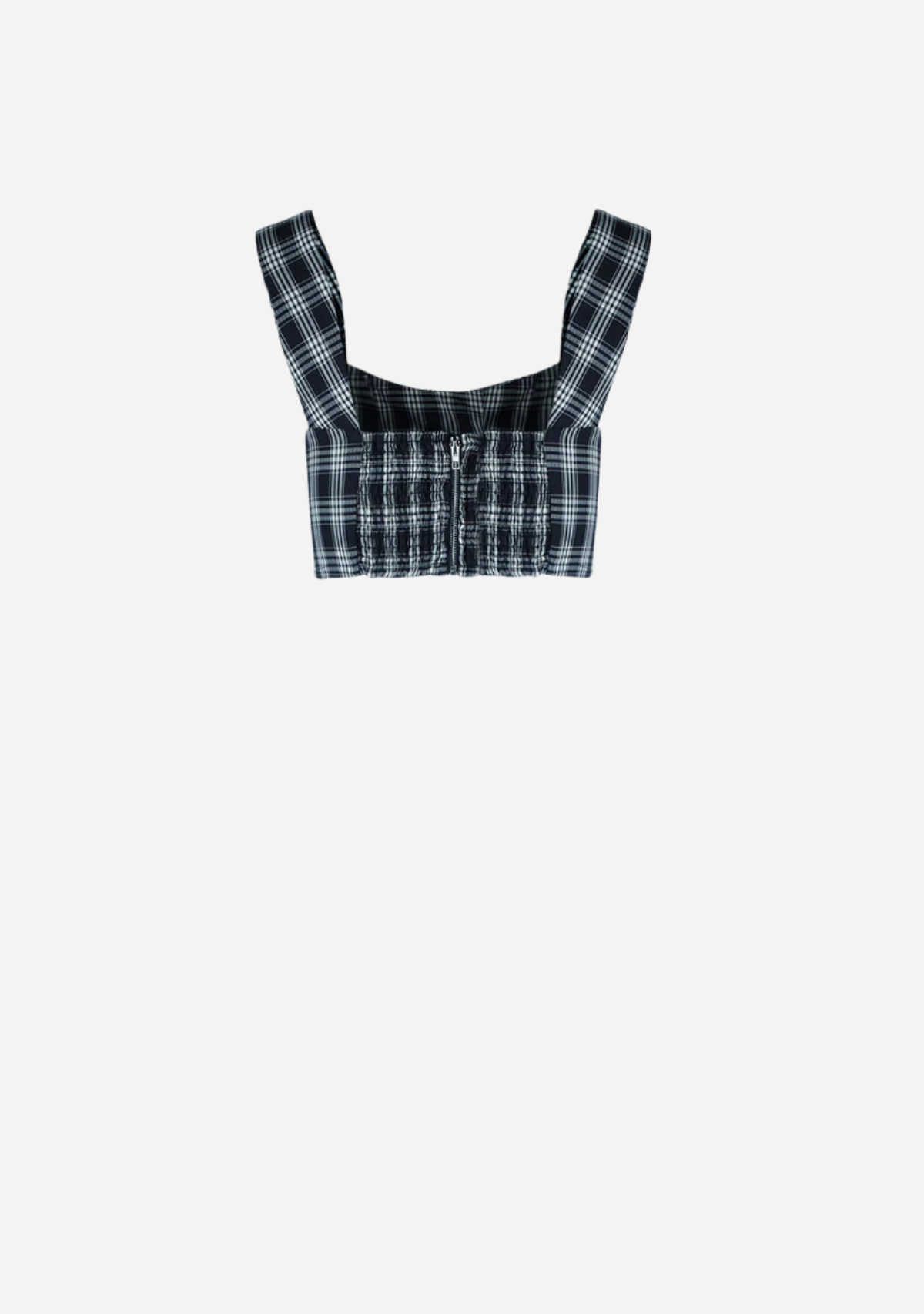 Plaid Seersucker Crop Top Navy