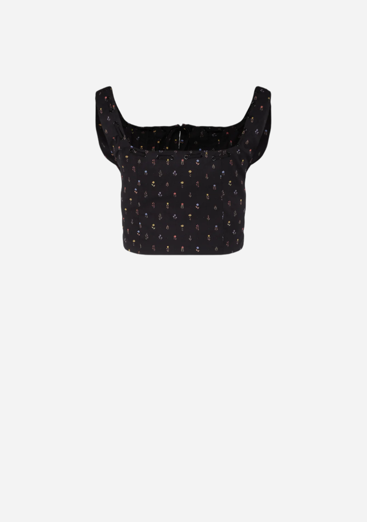 Tiny Floral Smocked Crop Top Dark Navy