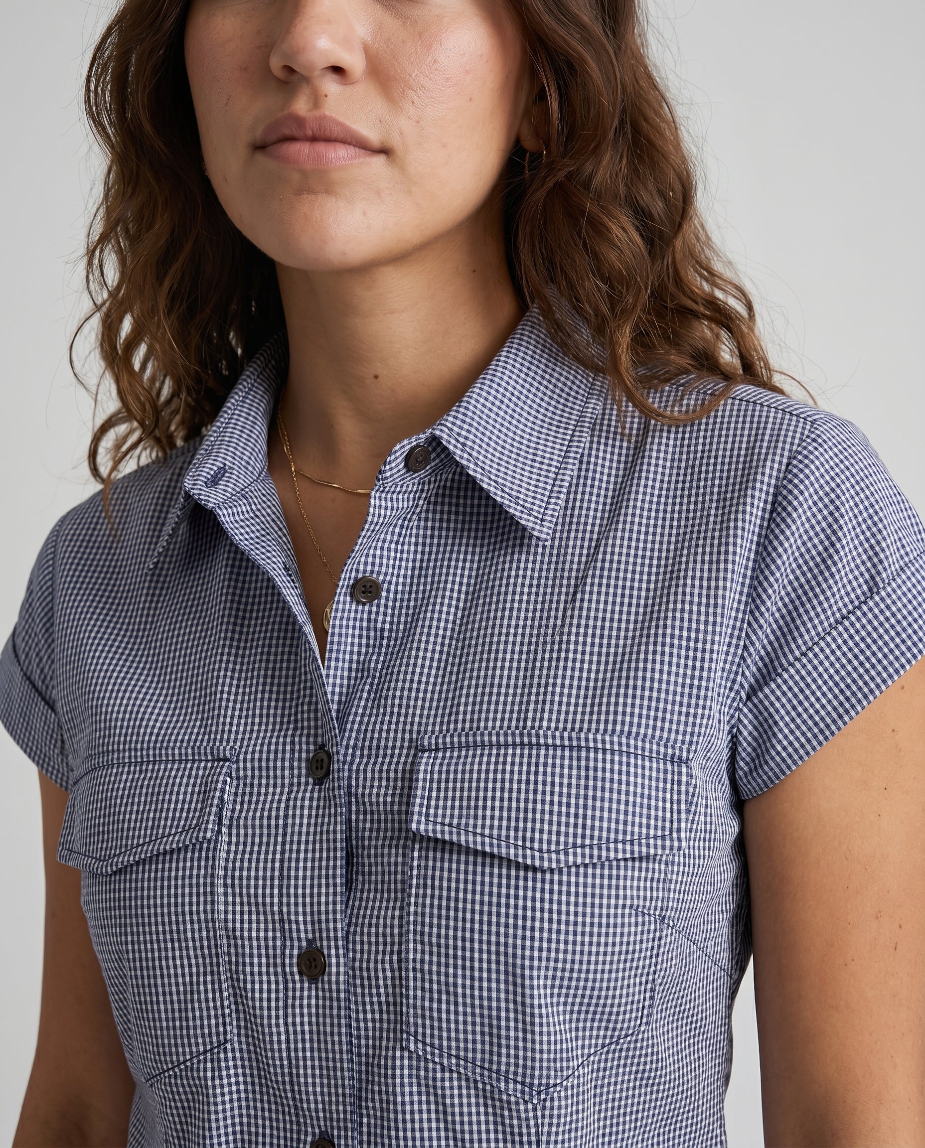 Gingham Short Sleeve Shirt Black/White