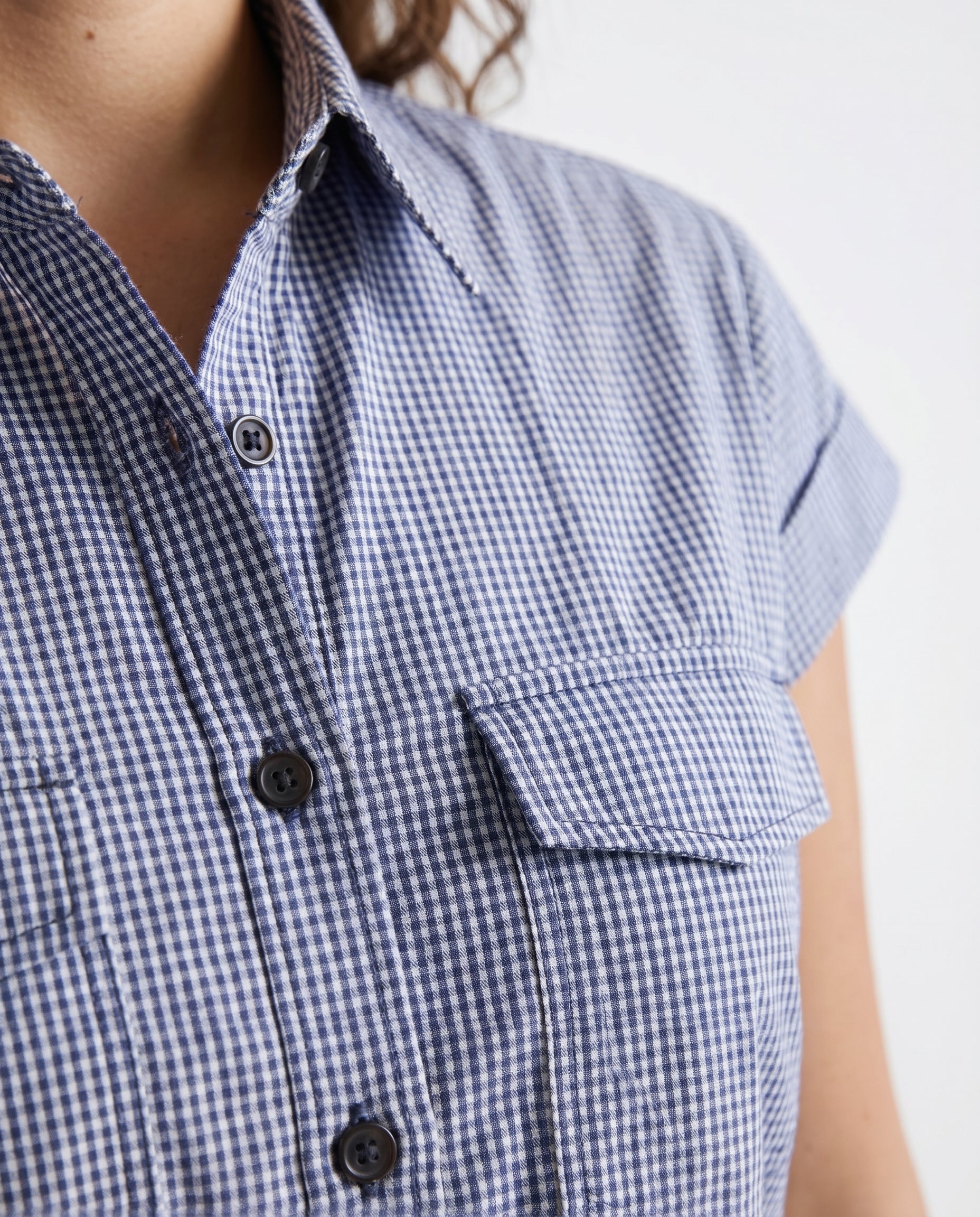 Gingham Short Sleeve Shirt Black/White