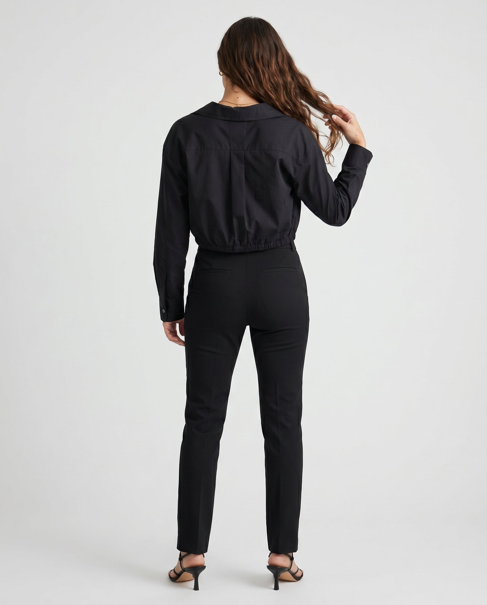 Cropped Button-Up Jacket Black