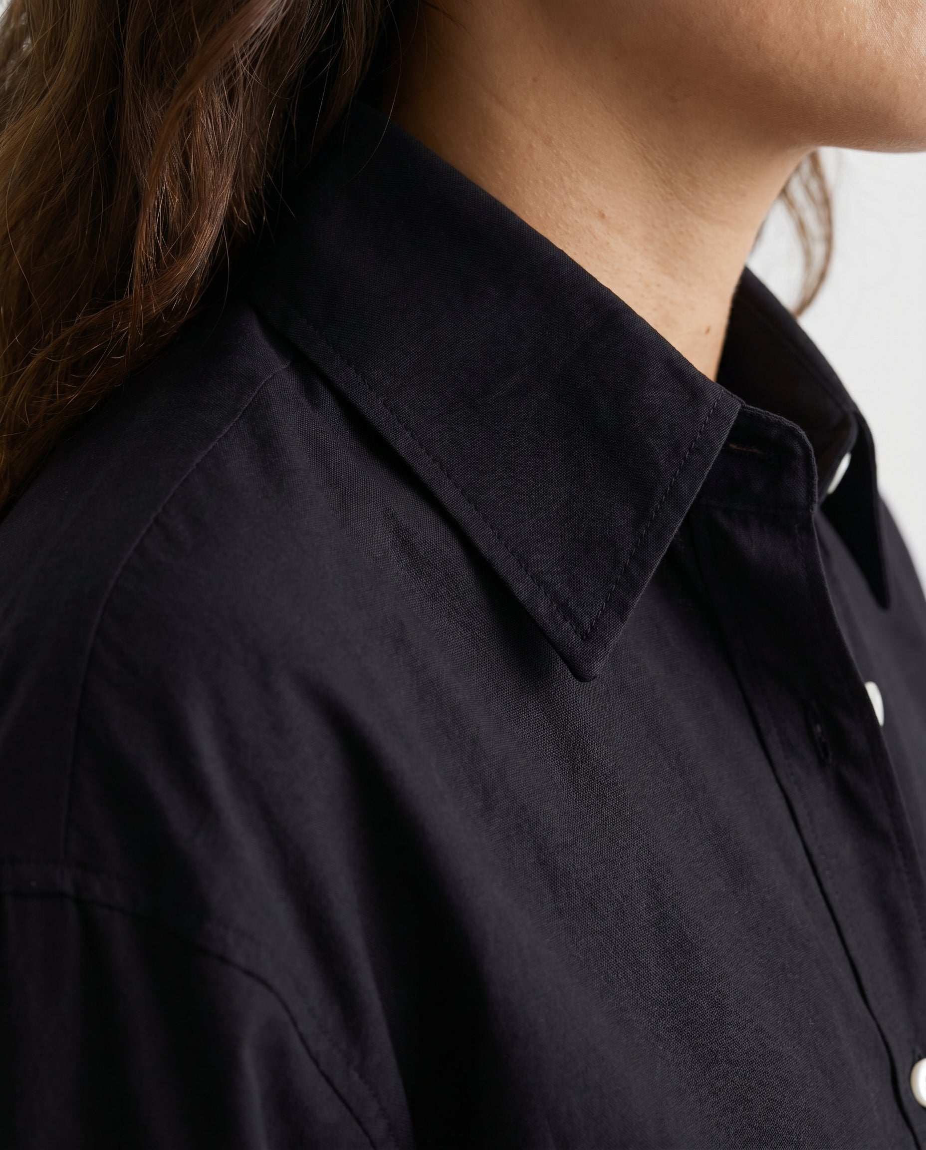 Cropped Button-Up Jacket Black