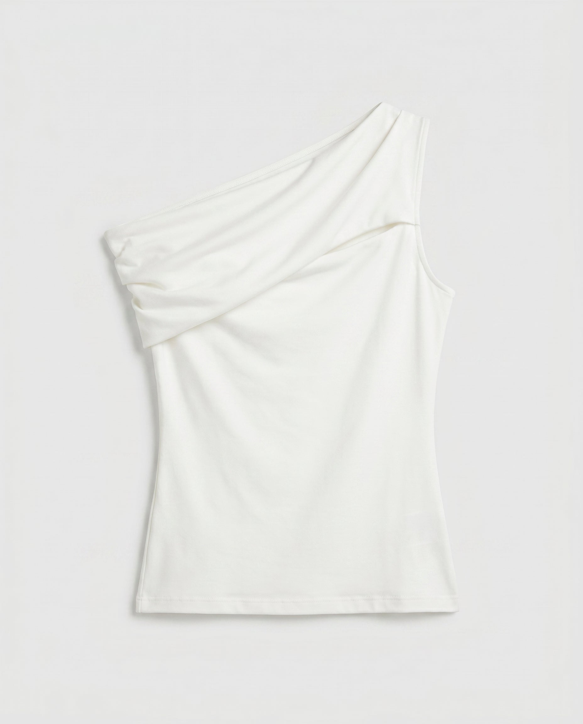 Asymmetrical One-Shoulder Top White