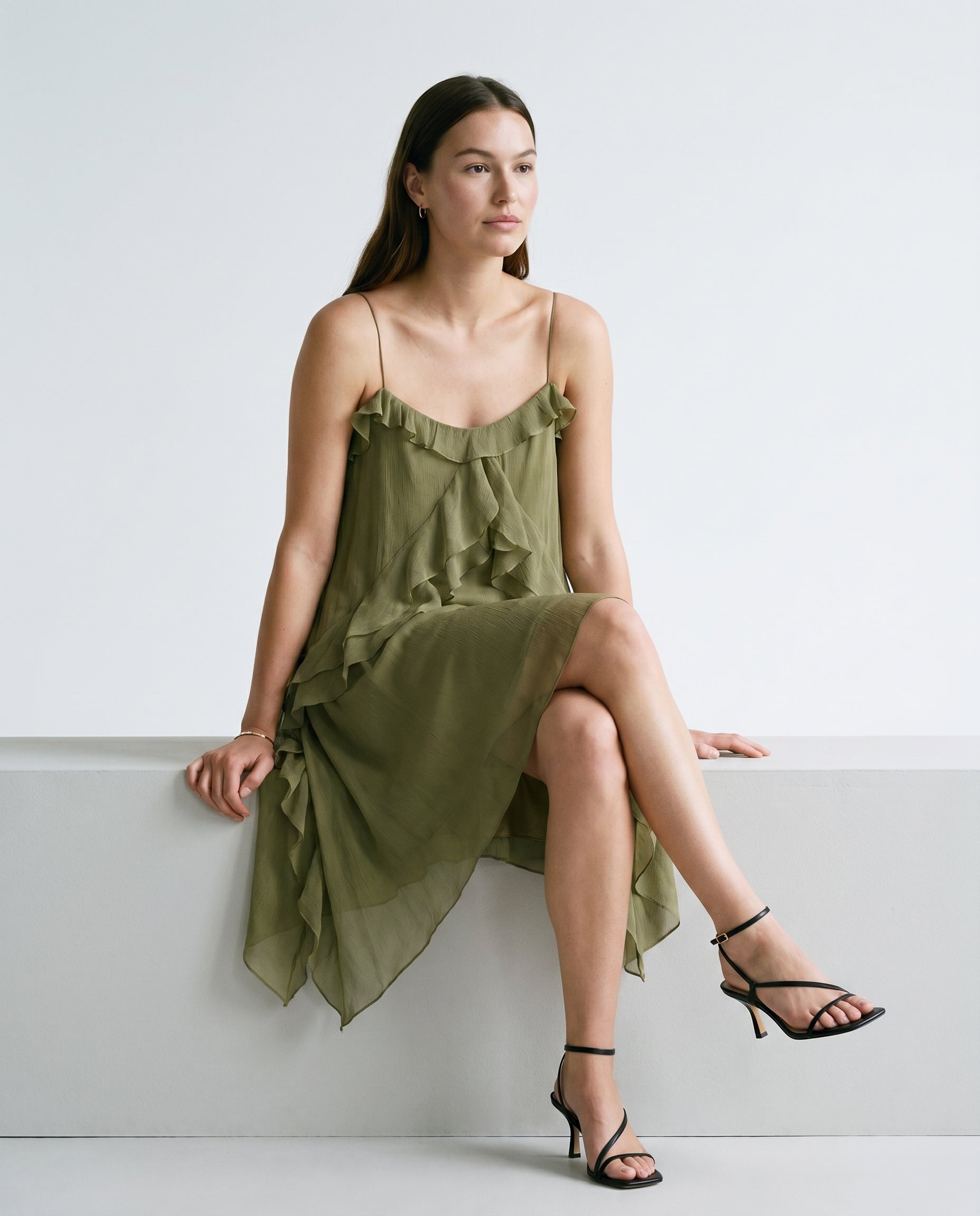 Flowy Strap Dress Green