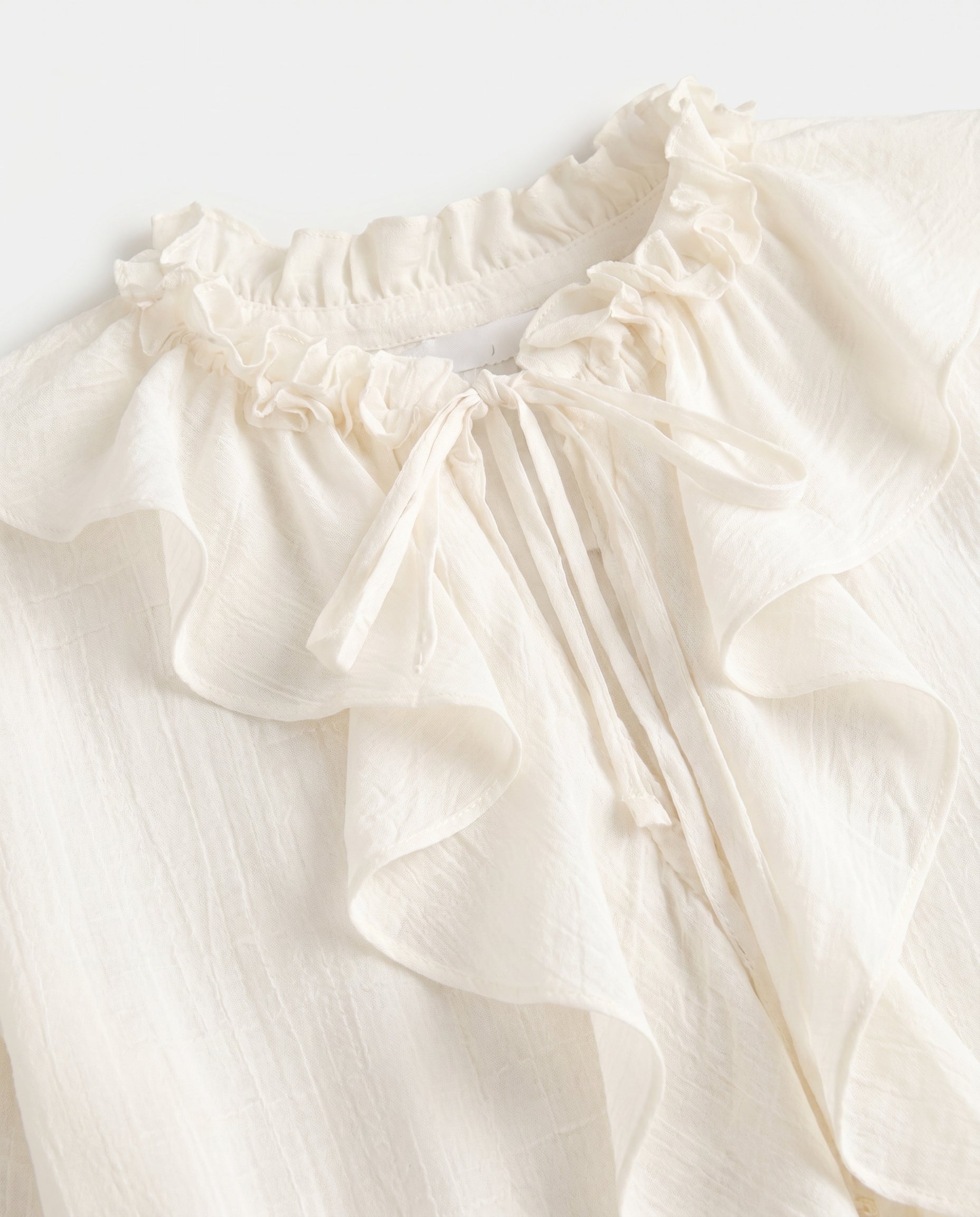 Ruffle Tie-Front Blouse Ivory
