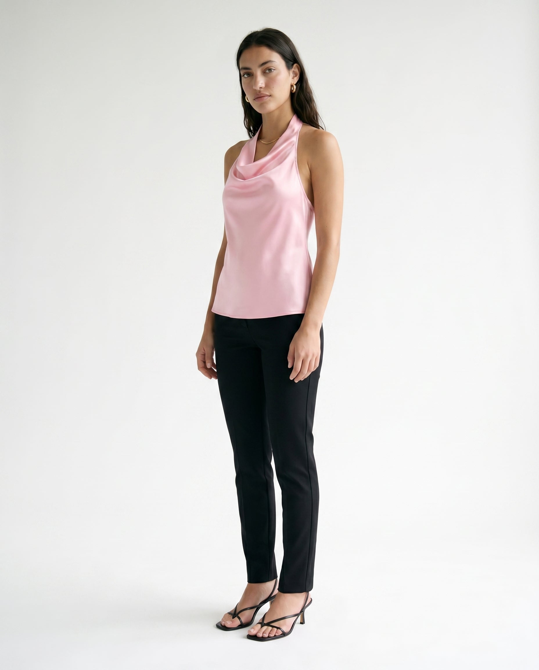 Sleeveless Cowl Neck Top Pink