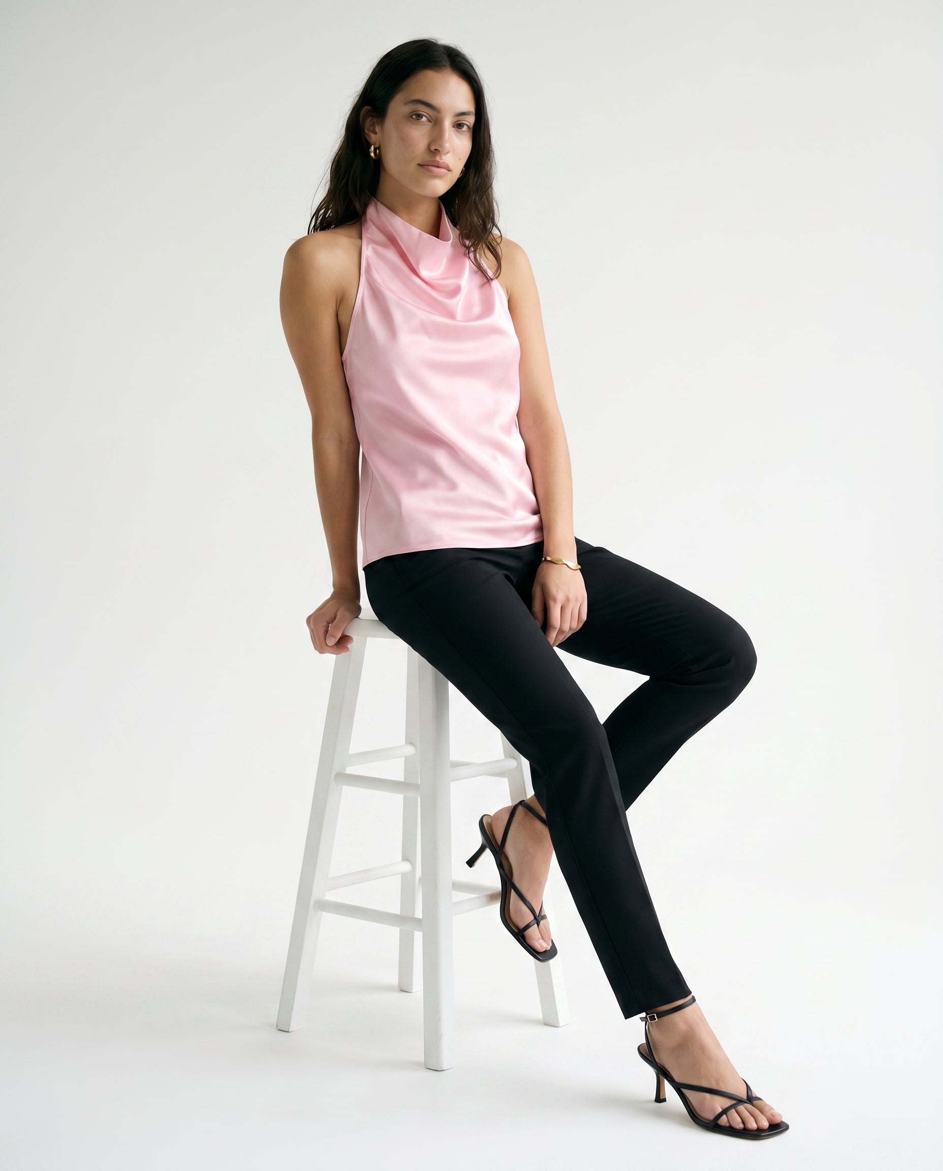 Sleeveless Cowl Neck Top Pink