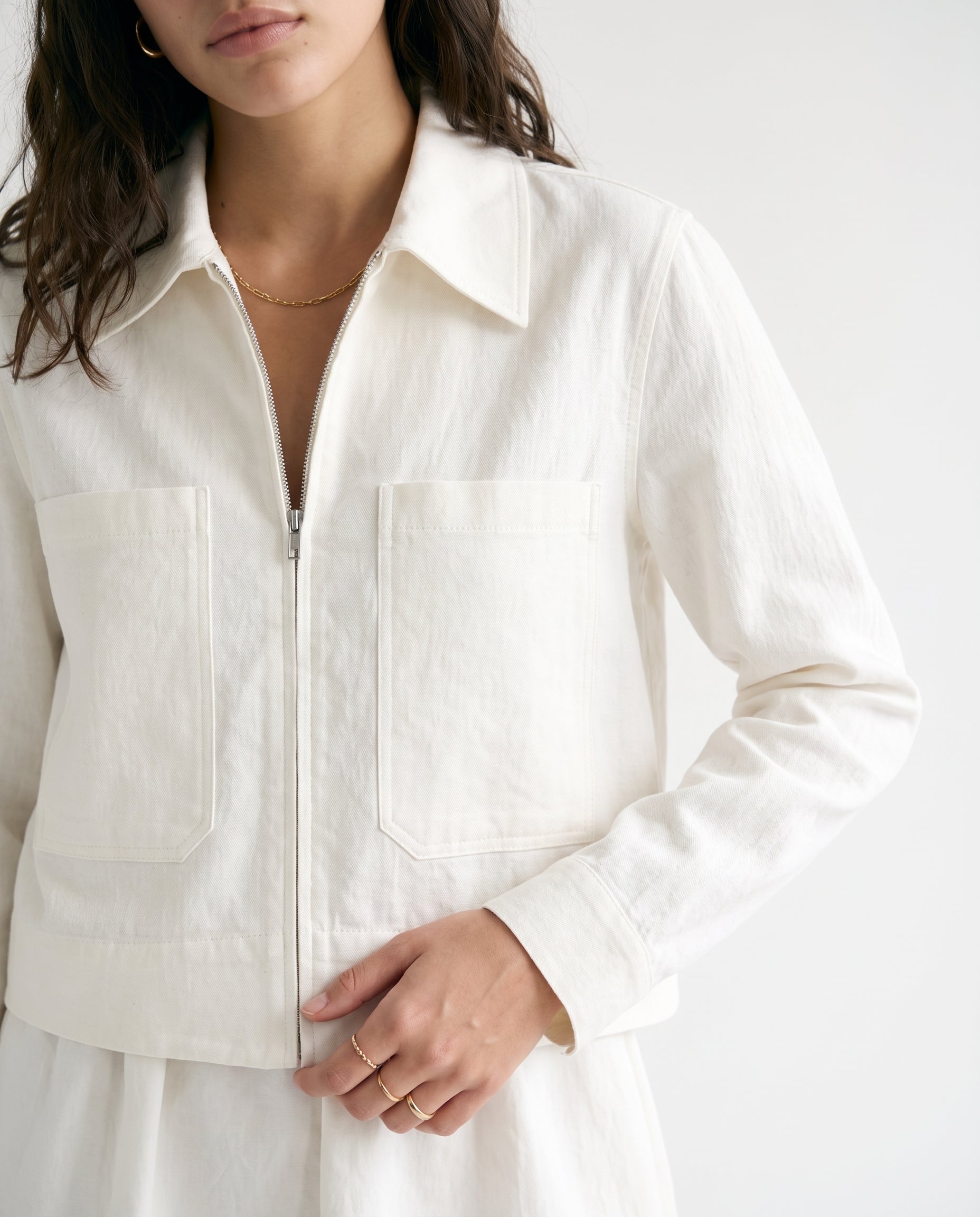 Tie-Front Shacket White