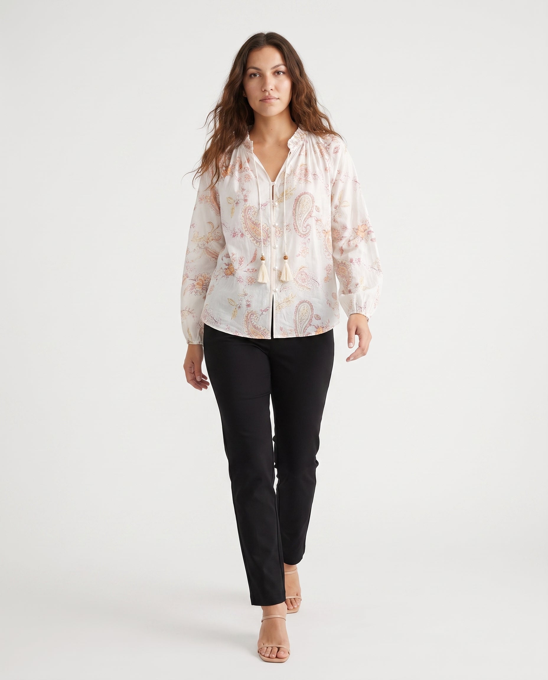 Printed Tassel Blouse Print