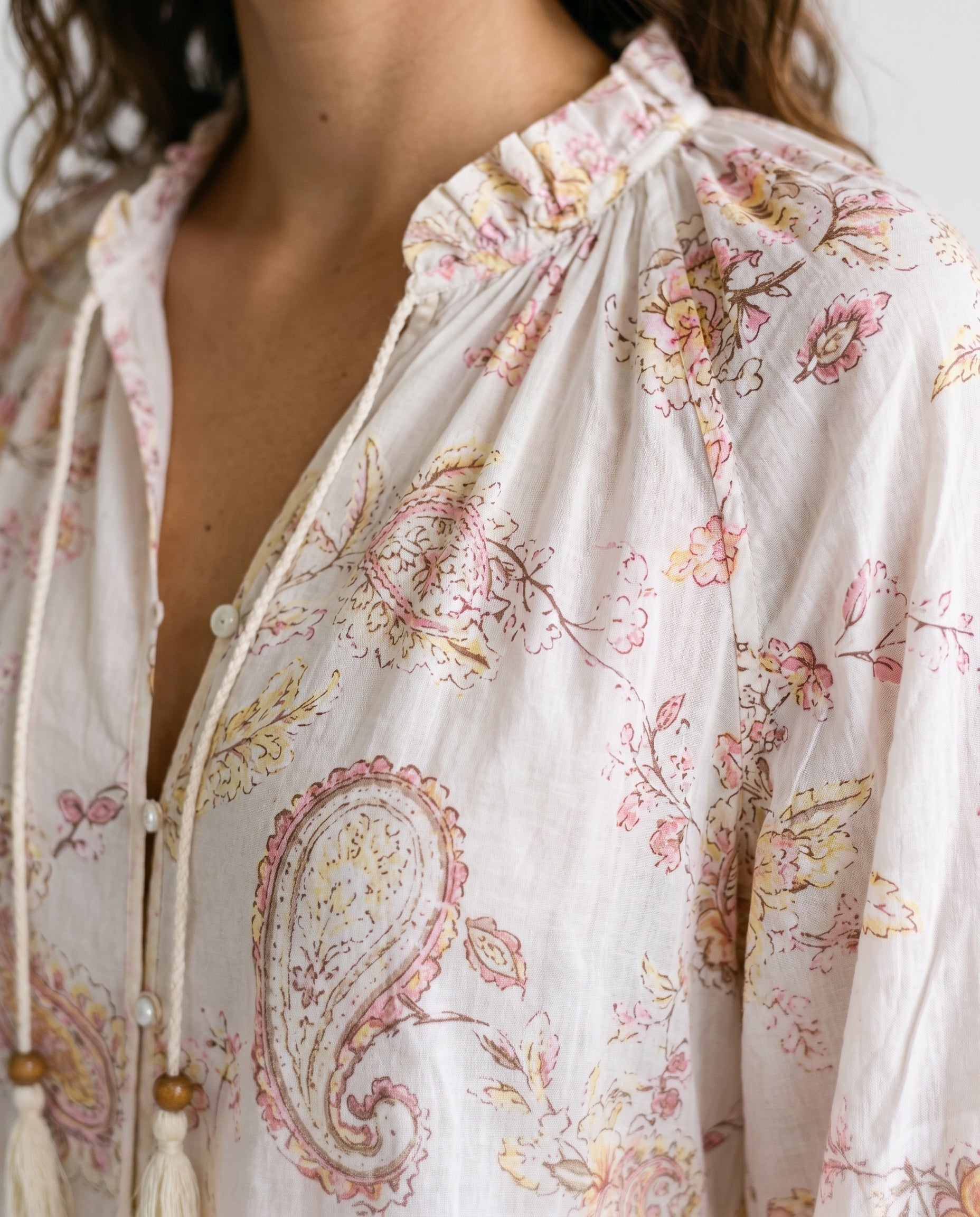 Printed Tassel Blouse Print