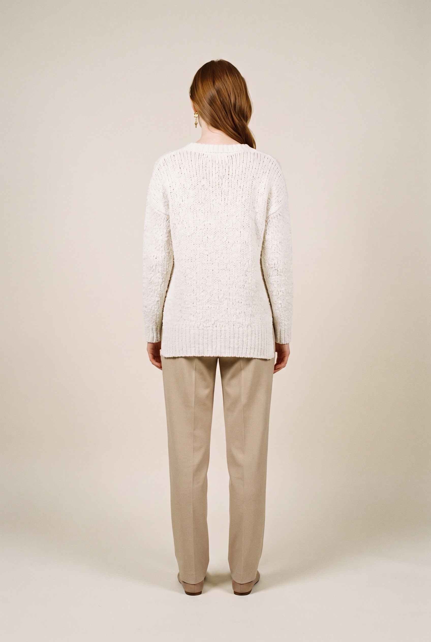 Pull en maille popcorn crème ivoire
