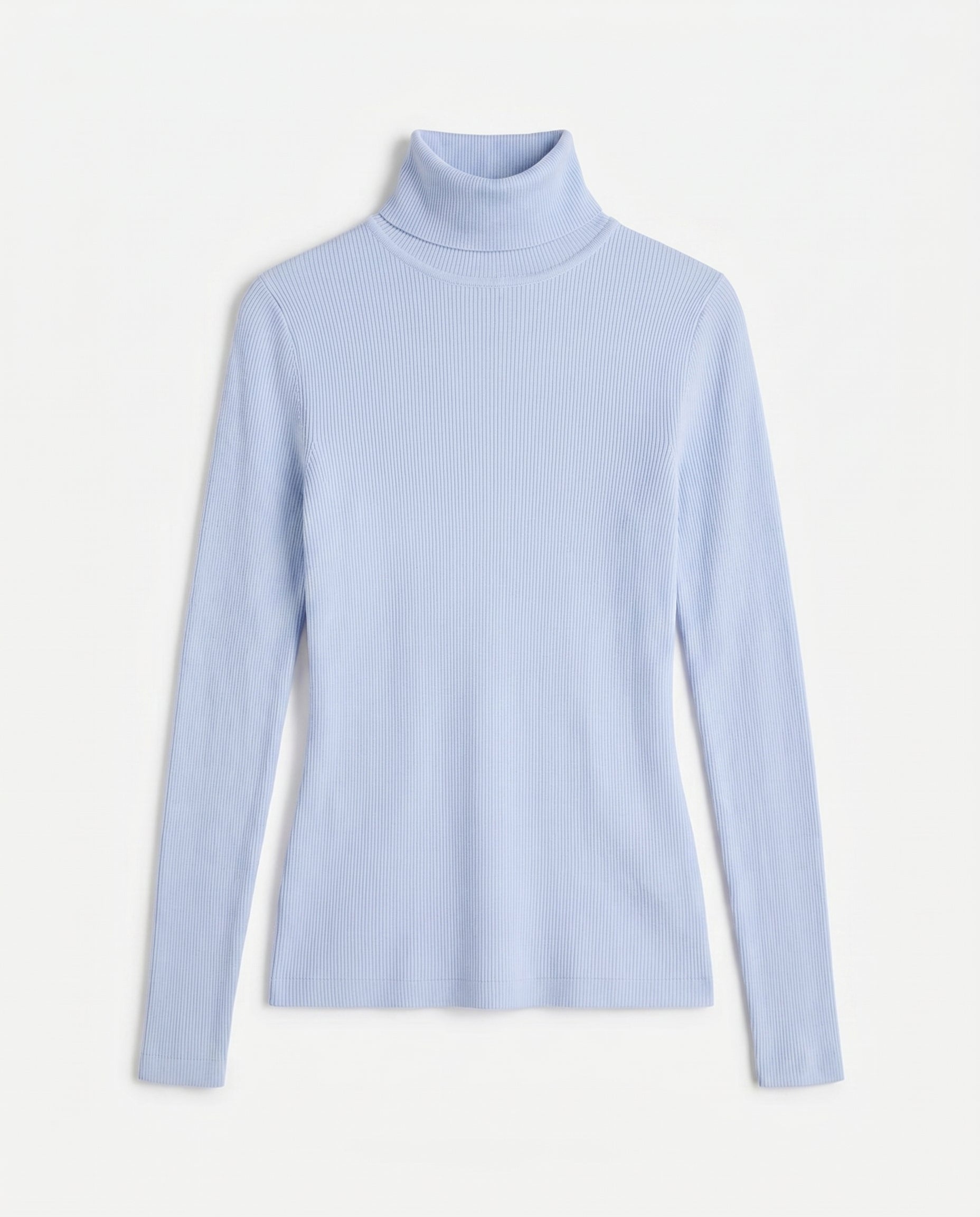 Pull à col roulé ajusté en maille côtelée bleue